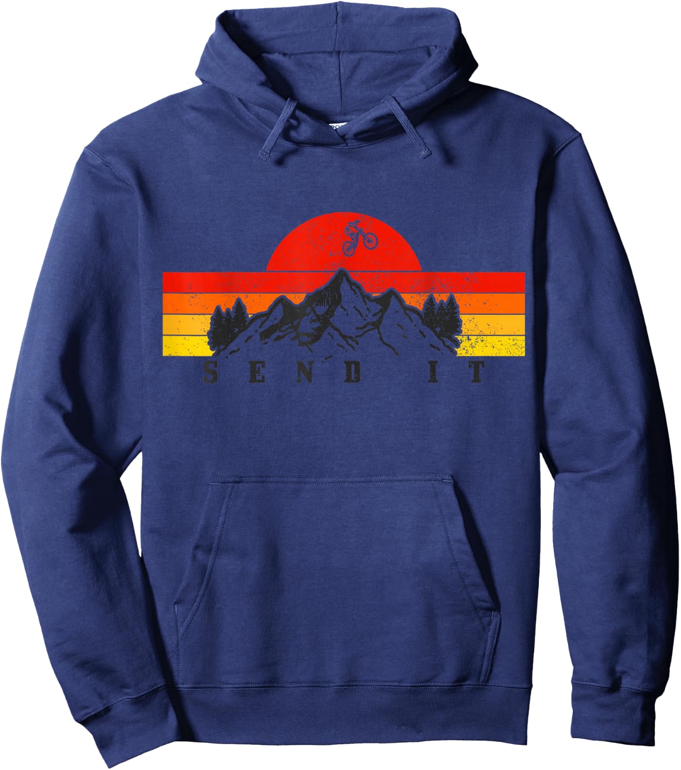 Mountain Bike Send It Vintage MTB Mountain Biker Hoodie - Hoodie | Navy