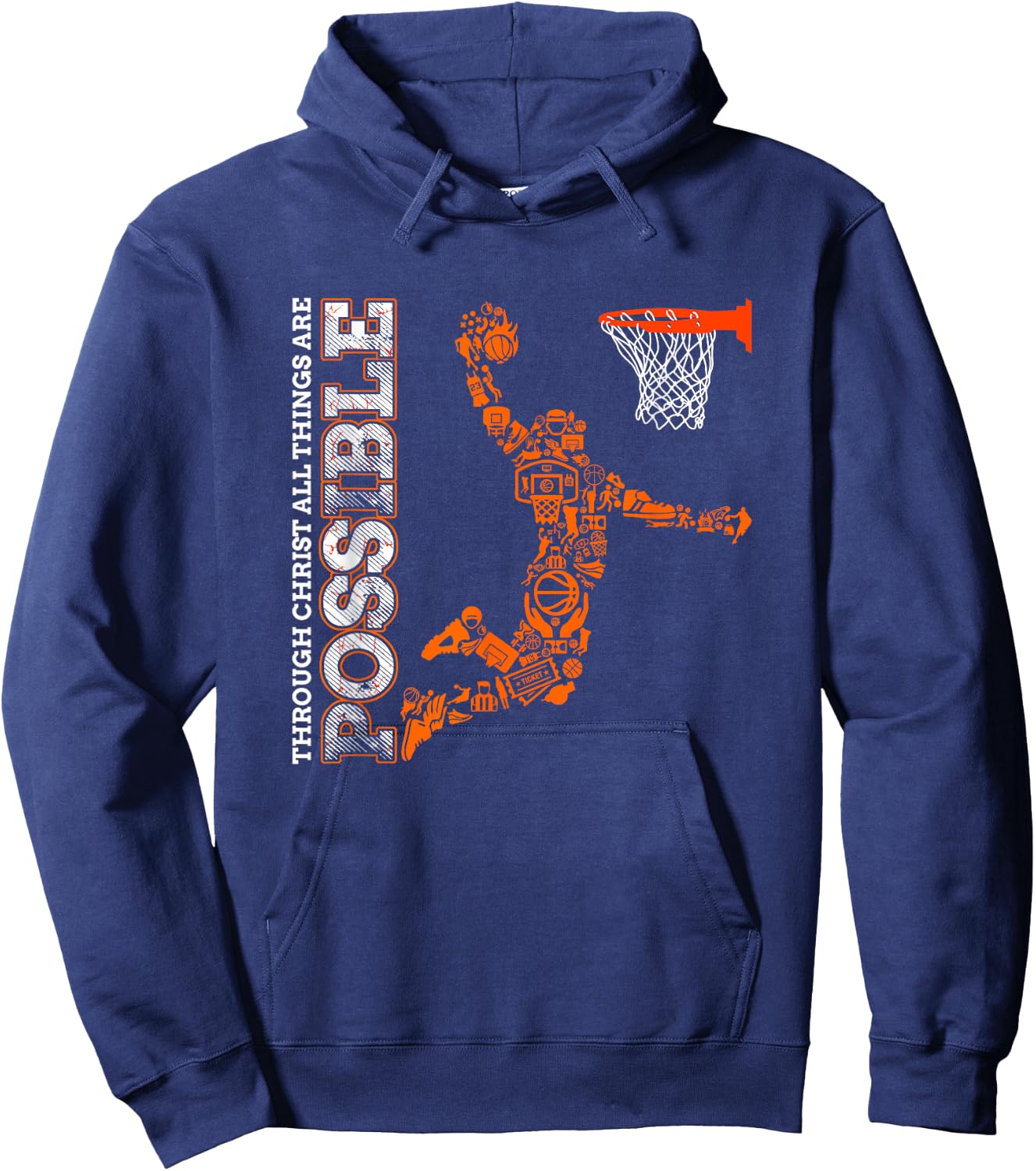 Through Christ All Things Are Possible Christian Basketball Hoodie - Hoodie | Navy