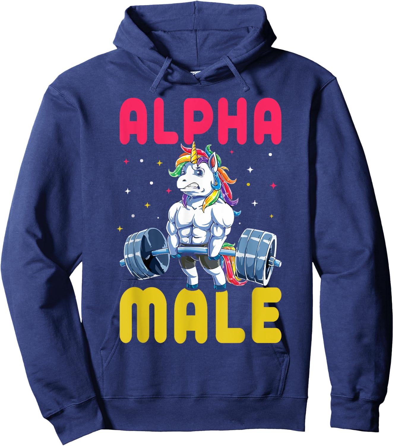 Alpha Male Men Unicorn Funny Weightlifting Workout Gym Hoodie - Hoodie | Navy