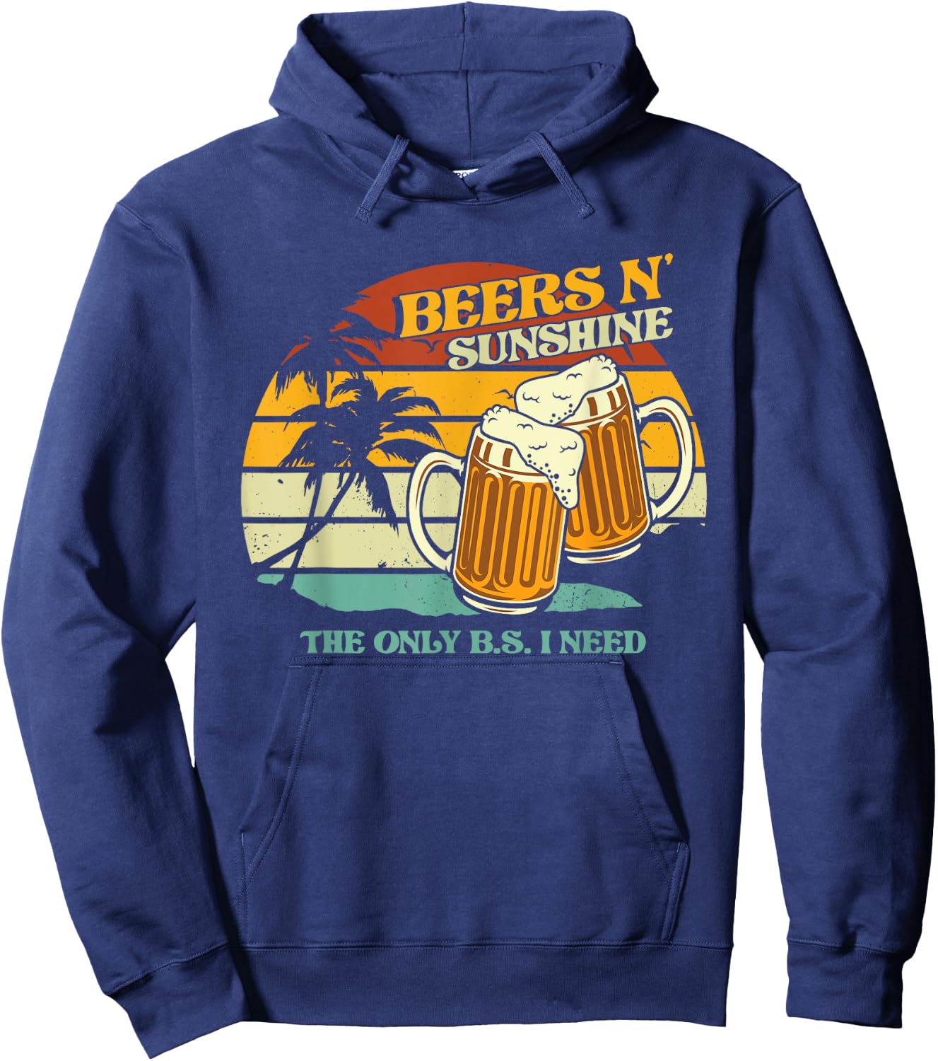 Vintage Beers And Sunshine What I Need | Summer Vacation Hoodie - Hoodie | Navy