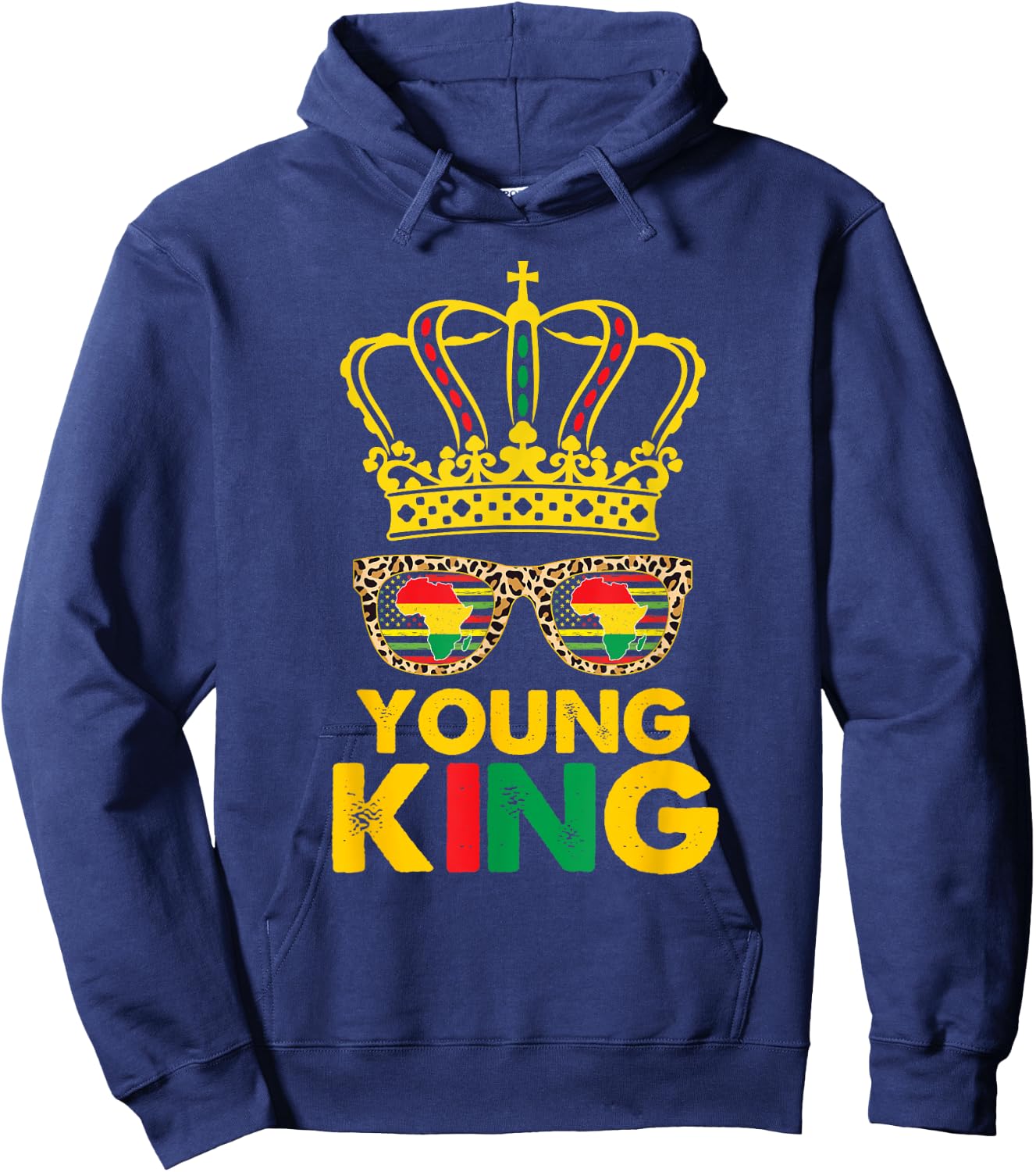 Kids Boys Young King Crown African American 1865 Juneteenth Hoodie - Hoodie | Navy