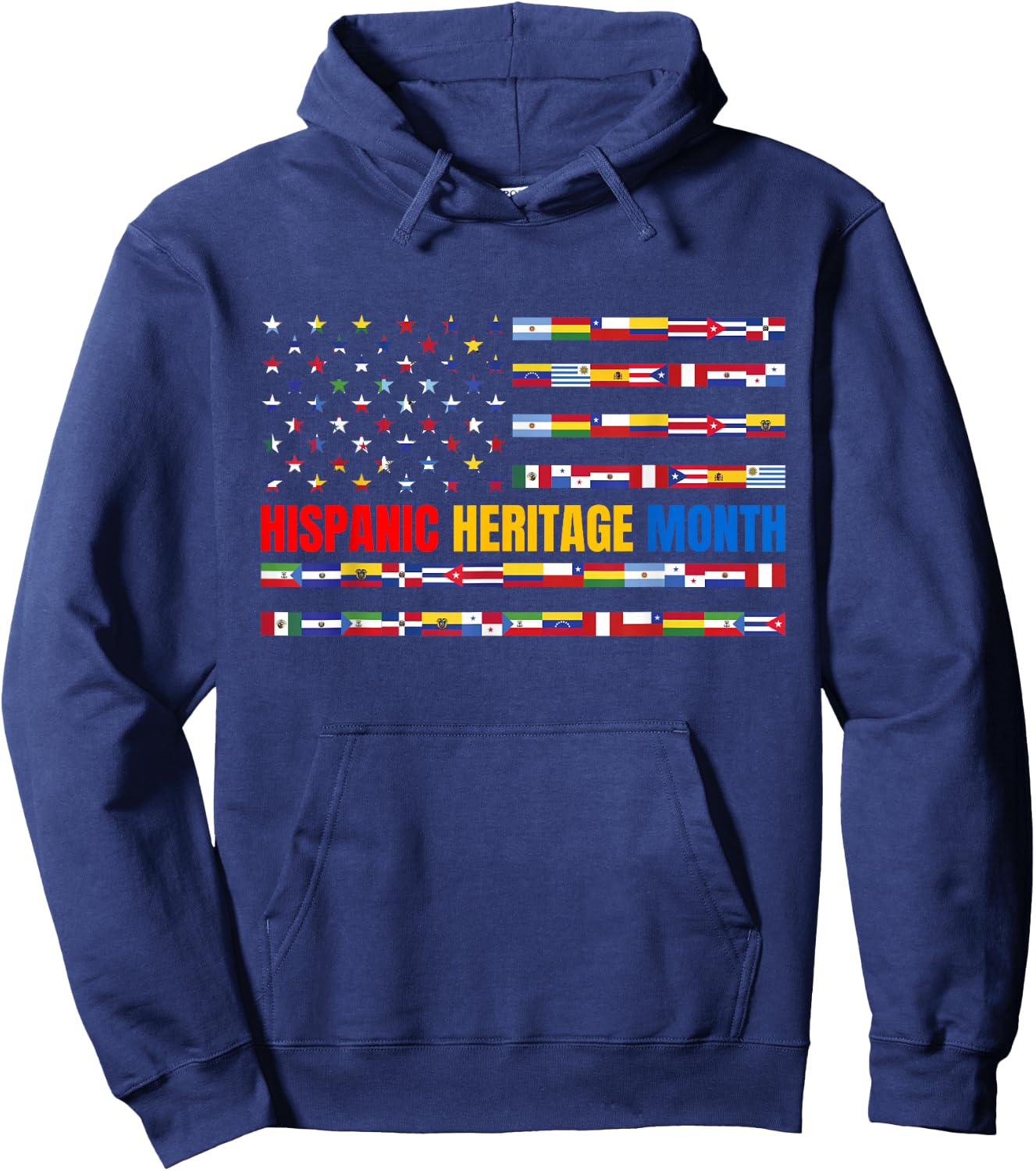Hispanic Heritage Month USA American Flag National Latino Hoodie - Hoodie | Navy