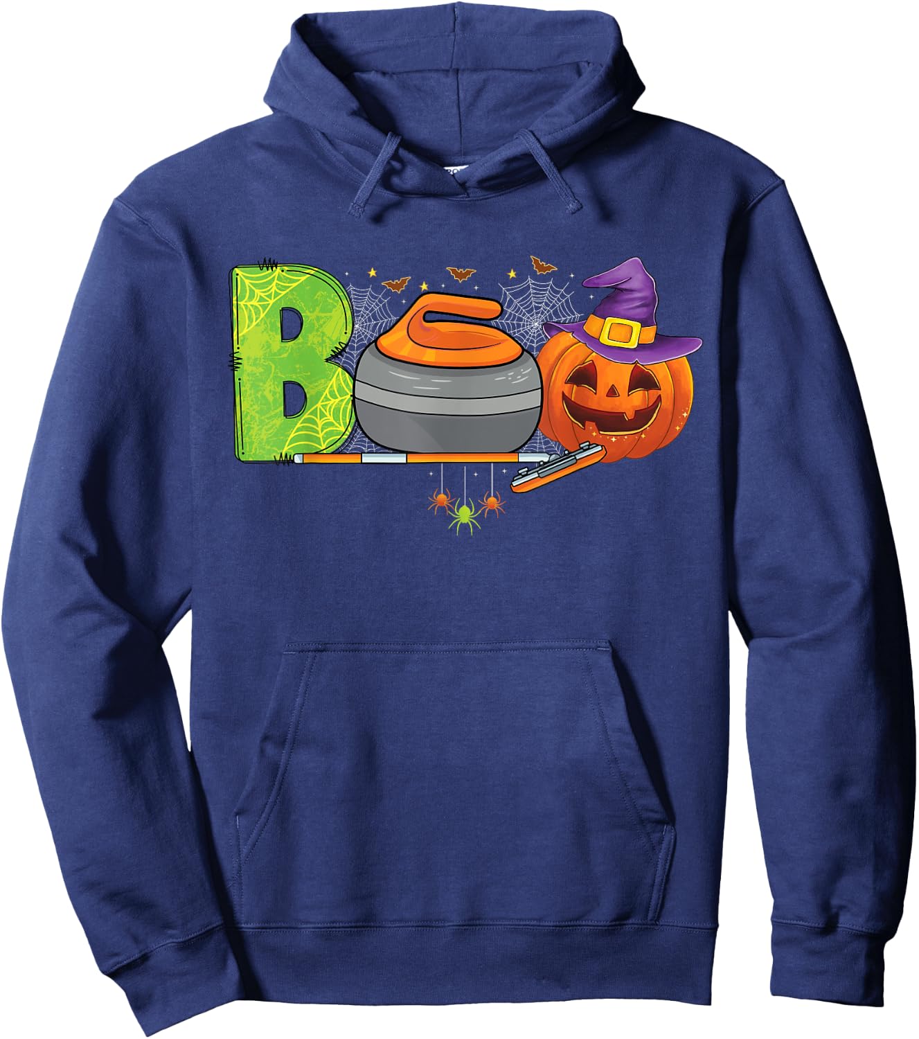Boo Curling Player ice Sports Curling Halloween costume Hoodie - Hoodie | Navy