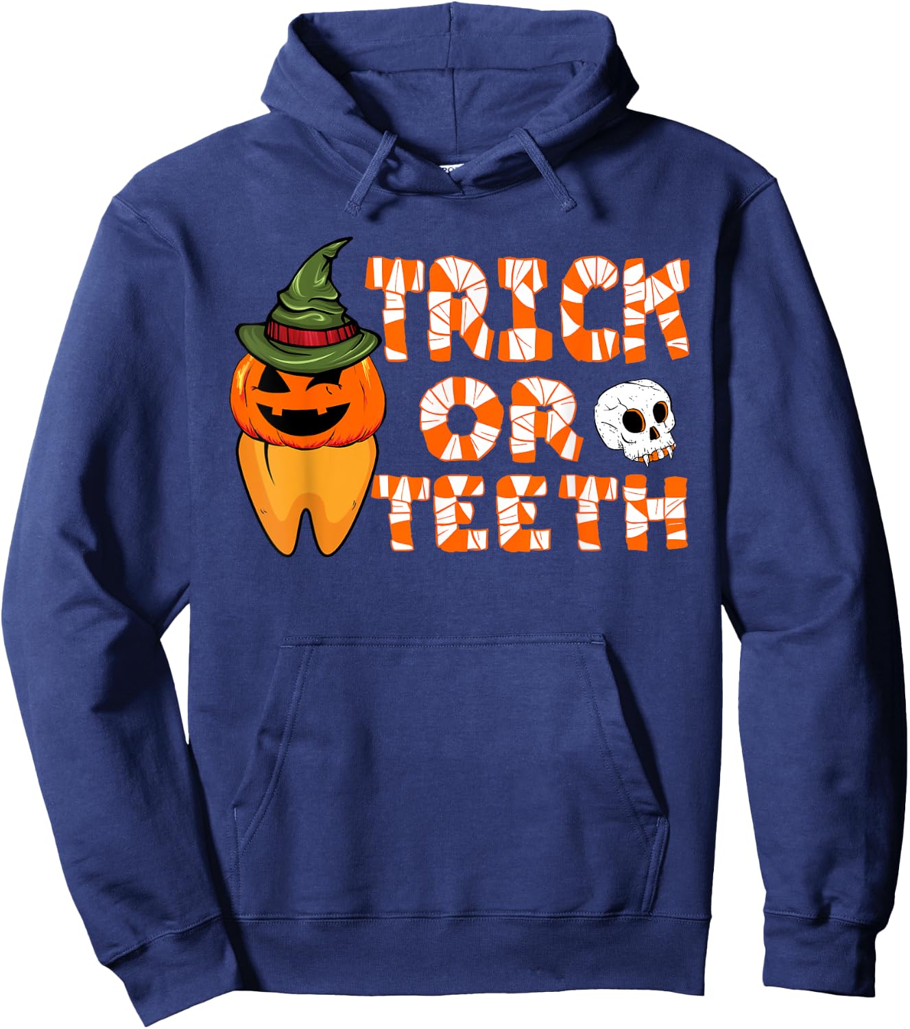 Trick Or Teeth Funny Dentist Halloween Dental Squad Hoodie - Hoodie | Navy