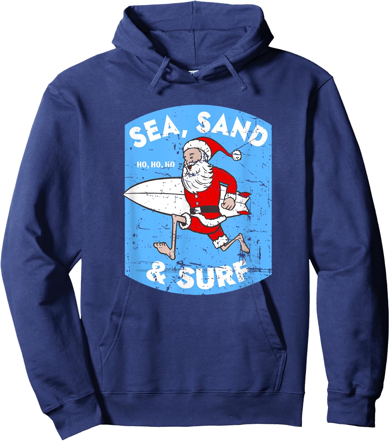 Surfing Santa - Christmas Surfboarding Santa Claus Hoodie - Hoodie | Navy