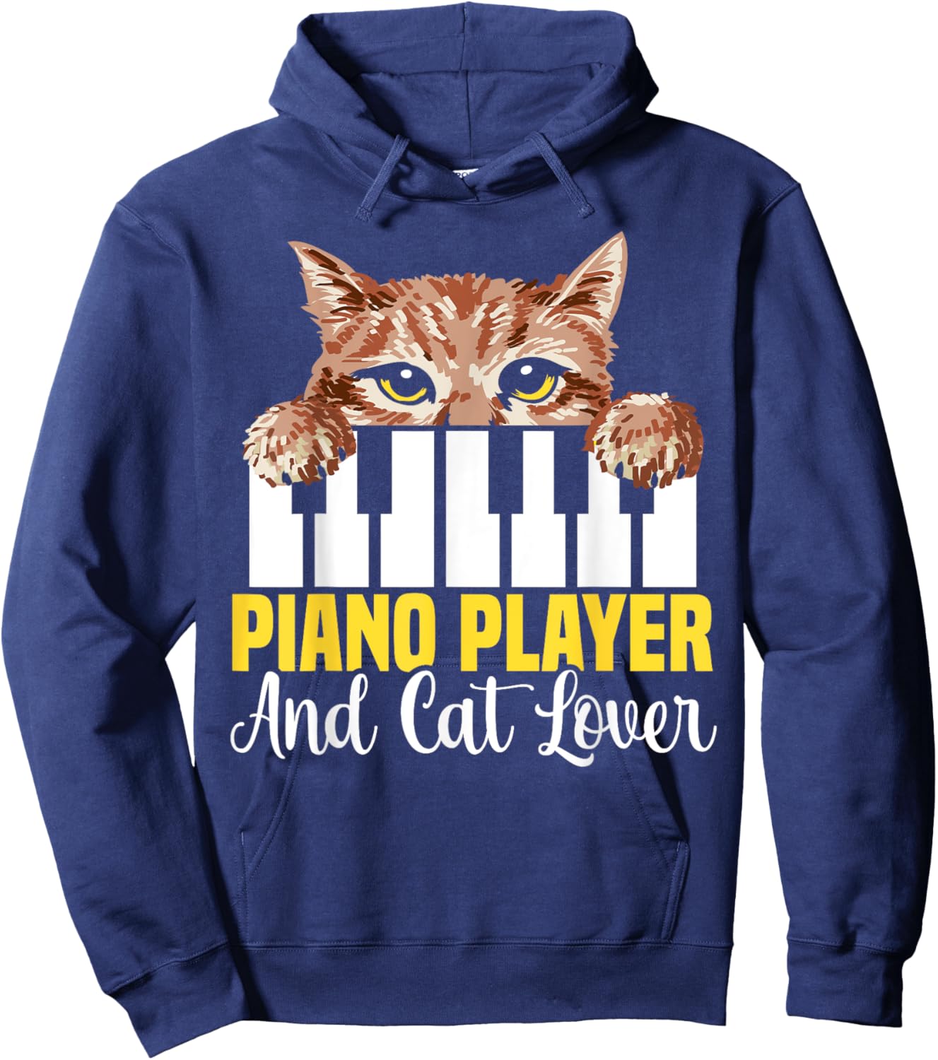 Piano Player And Cat Lover Piano Cat Musician Pianist Hoodie - Hoodie | Navy