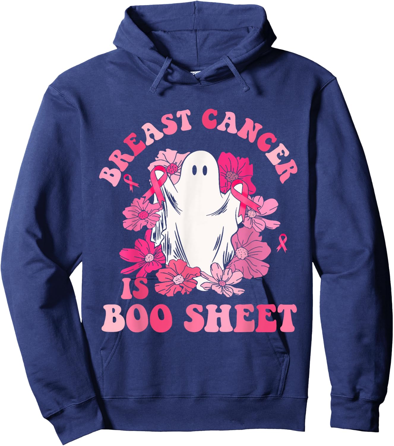 Breast Cancer Is Boo Sheet Halloween Breast Cancer Awareness Hoodie - Hoodie | Navy