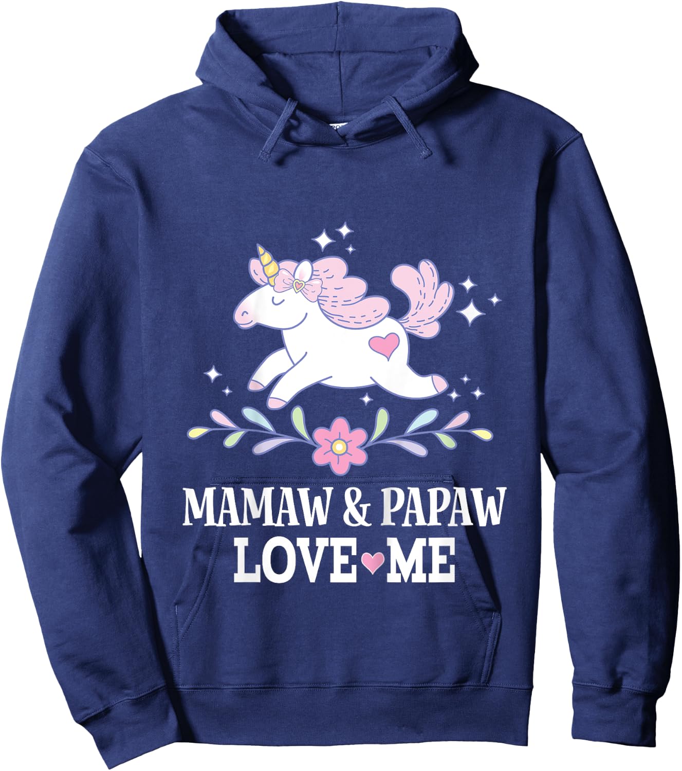 Mamaw and Papaw Love Me Granddaughter Unicorn Hoodie - Hoodie | Navy