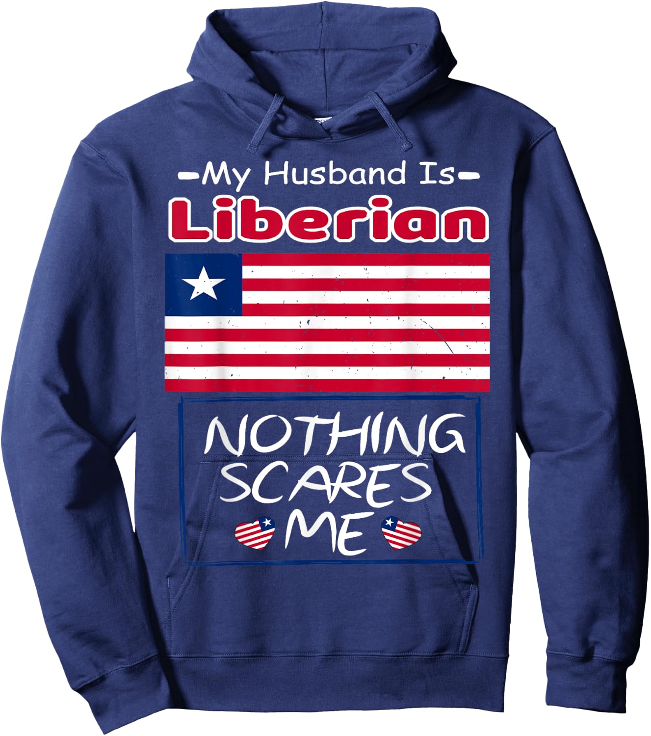 My Husband Is Liberian Liberia Flag Heritage Roots Pride Hoodie - Hoodie | Navy