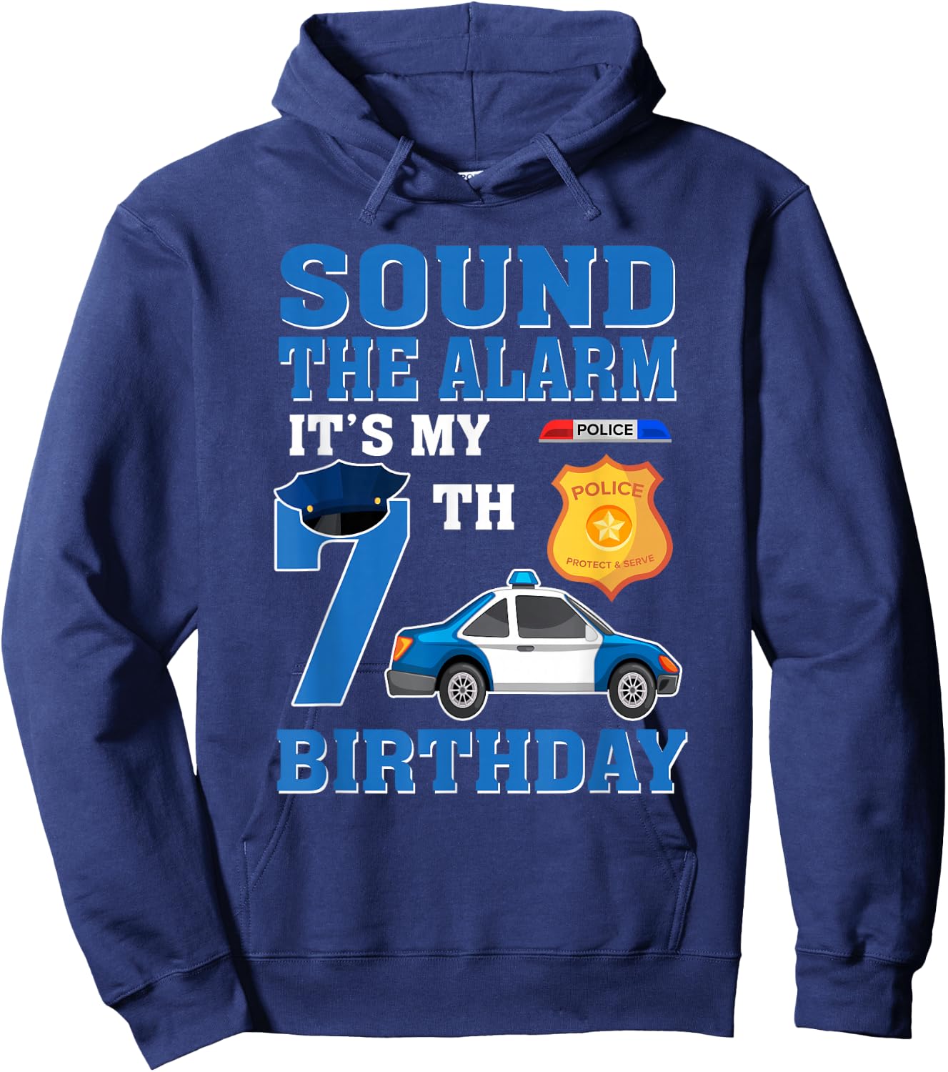 It's My 7 Year Old Birthday Police Car 7th Party Hoodie - Hoodie | Navy