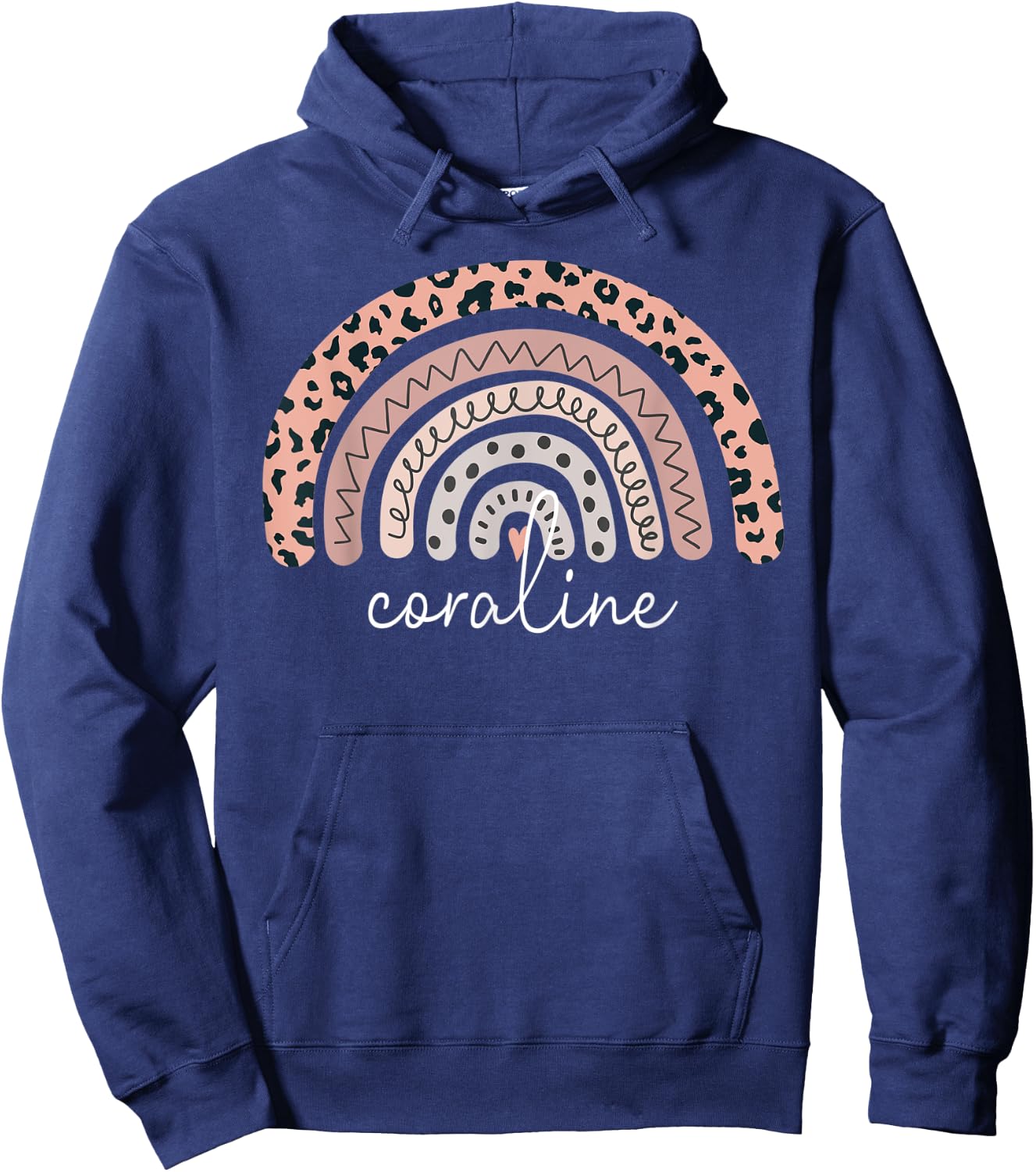 Coraline Name Personalized Cute Women Rainbow Appreciation Hoodie - Hoodie | Navy
