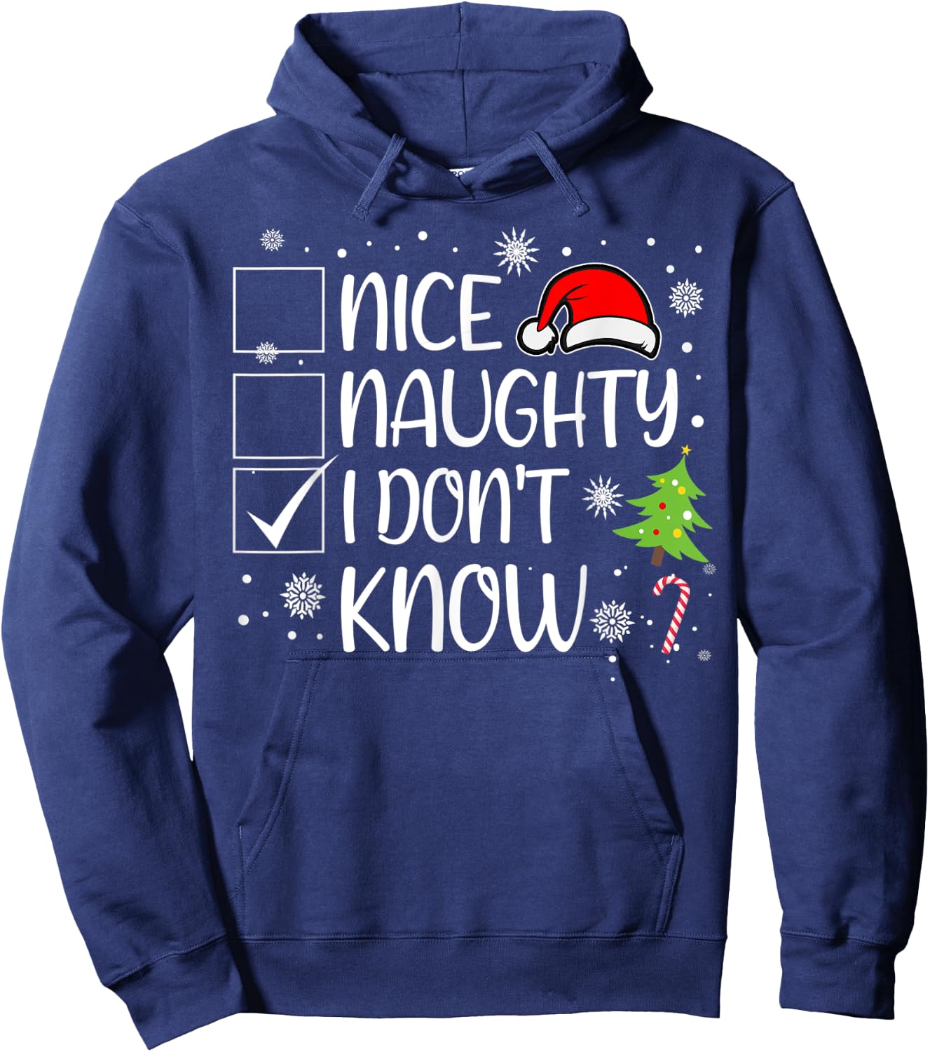 Nice Naughty I Don't Know Christmas Naughty Family Group Hoodie - Hoodie | Navy