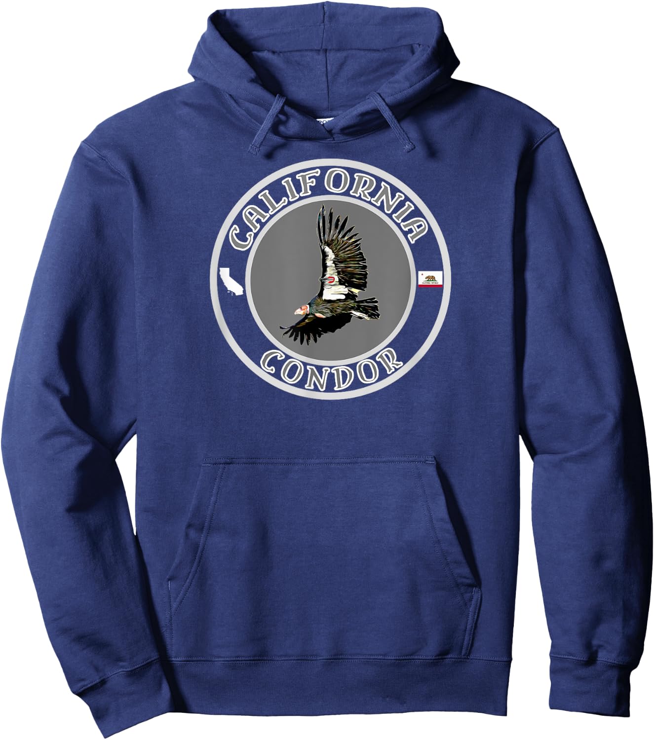 Mojave Trading Post California Condor , -Adults, -Kids, Black, Small, Short Sleeve, Classic Fit, Cotton, Polyester Hoodie - Hoodie | Navy