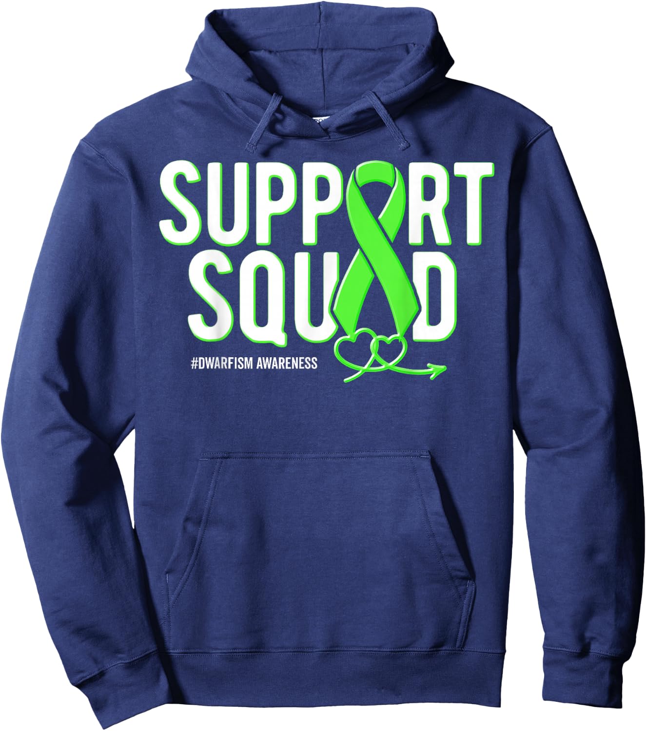 Support Squad Dwarfism Awareness Green Ribbon Heart Hoodie - Hoodie | Navy