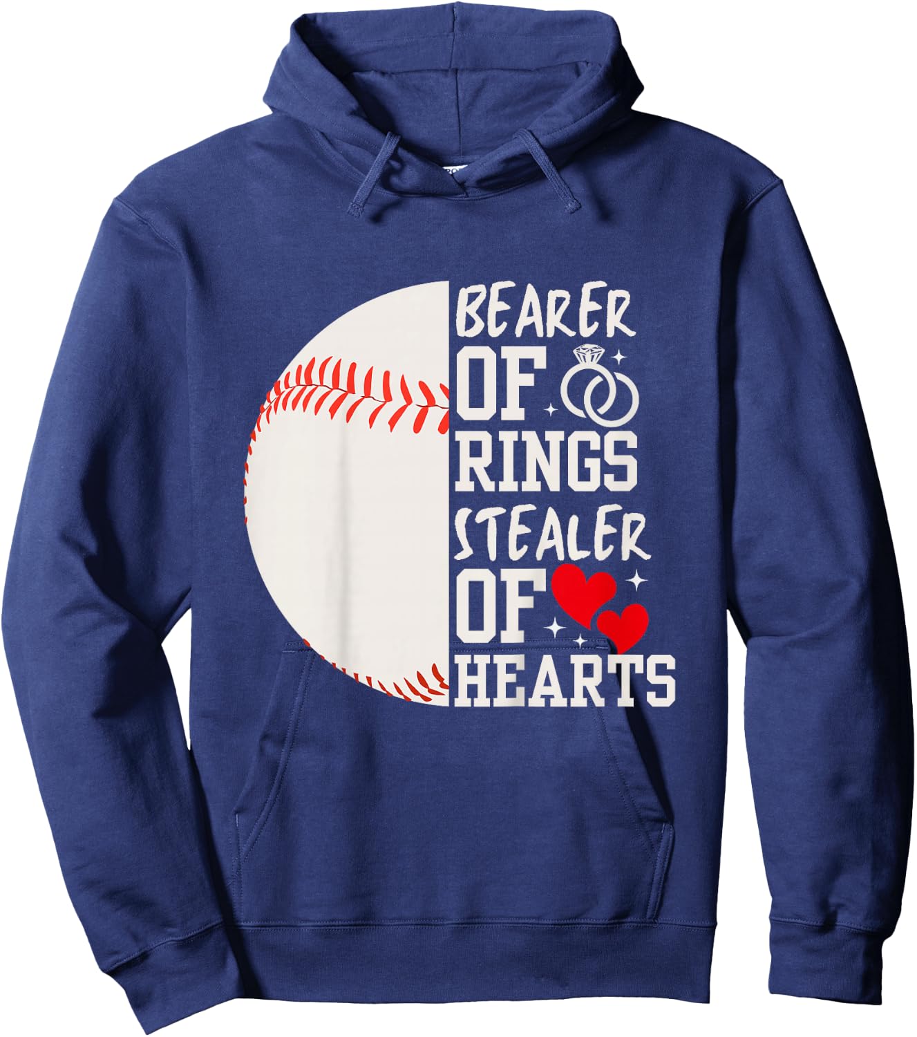 Bearer of Rings Stealer of Hearts Ring Bearer Baseball Gift Hoodie - Hoodie | Navy