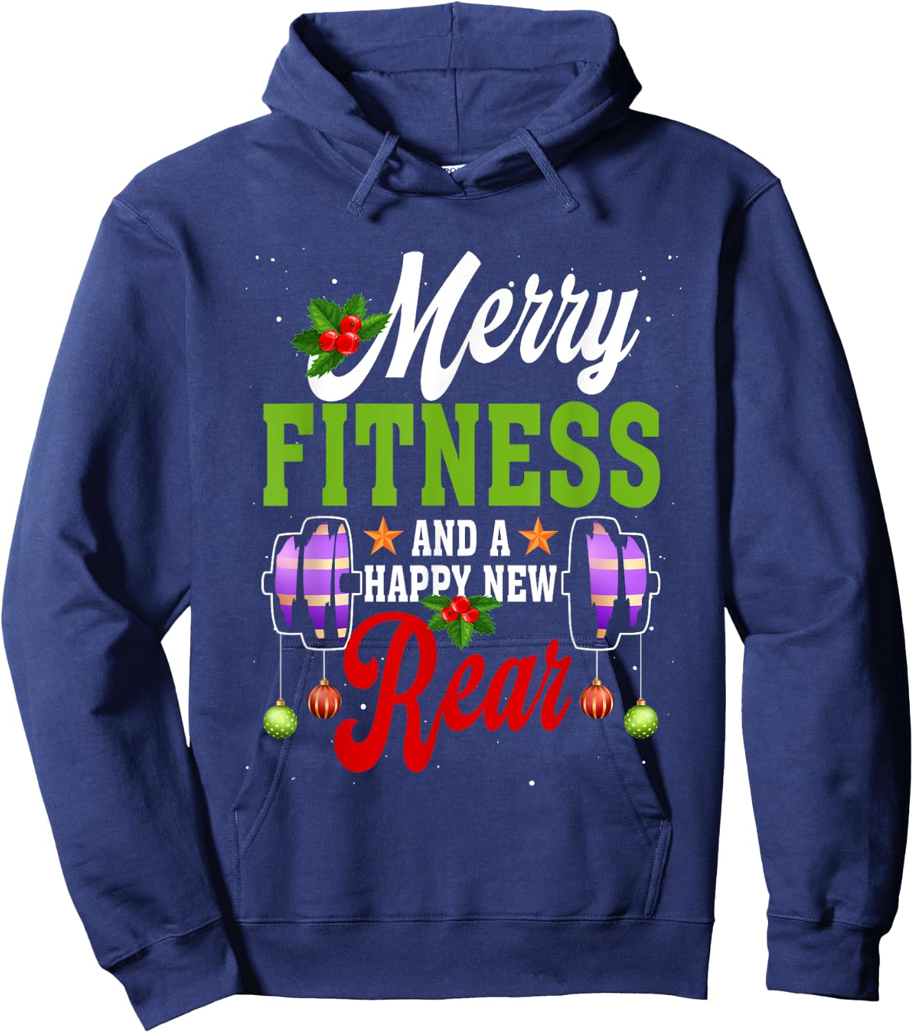 Merry Fitness Happy New Rear Workout Christmas New Year Hoodie - Hoodie | Navy