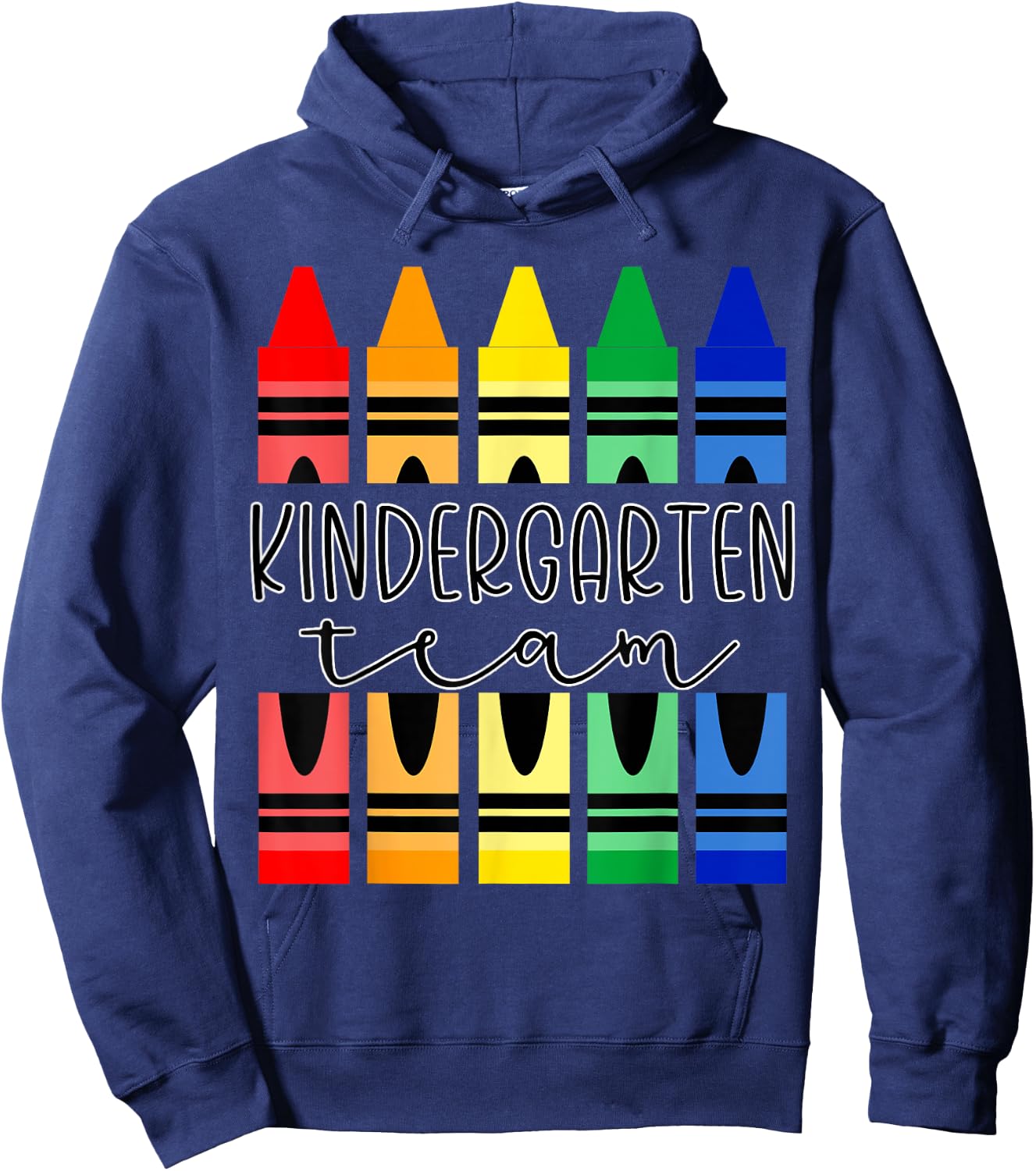 Colorful Crayon Kindergarten Team for Teachers Students Men Women Kids Hoodie - Hoodie | Navy