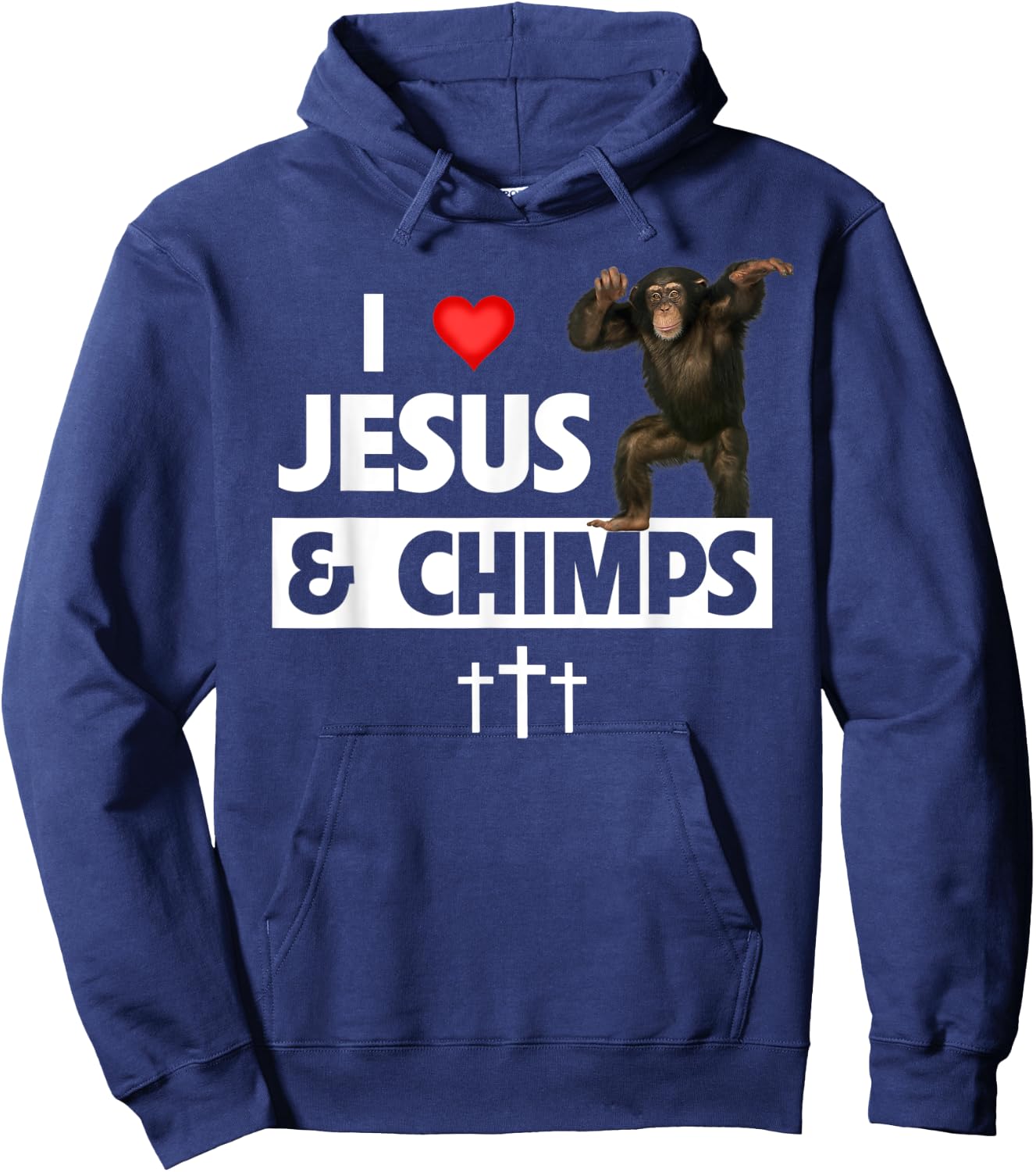 I Love Jesus and Chimps Christian Chimpanzee Monkey Lovers Hoodie - Hoodie | Navy