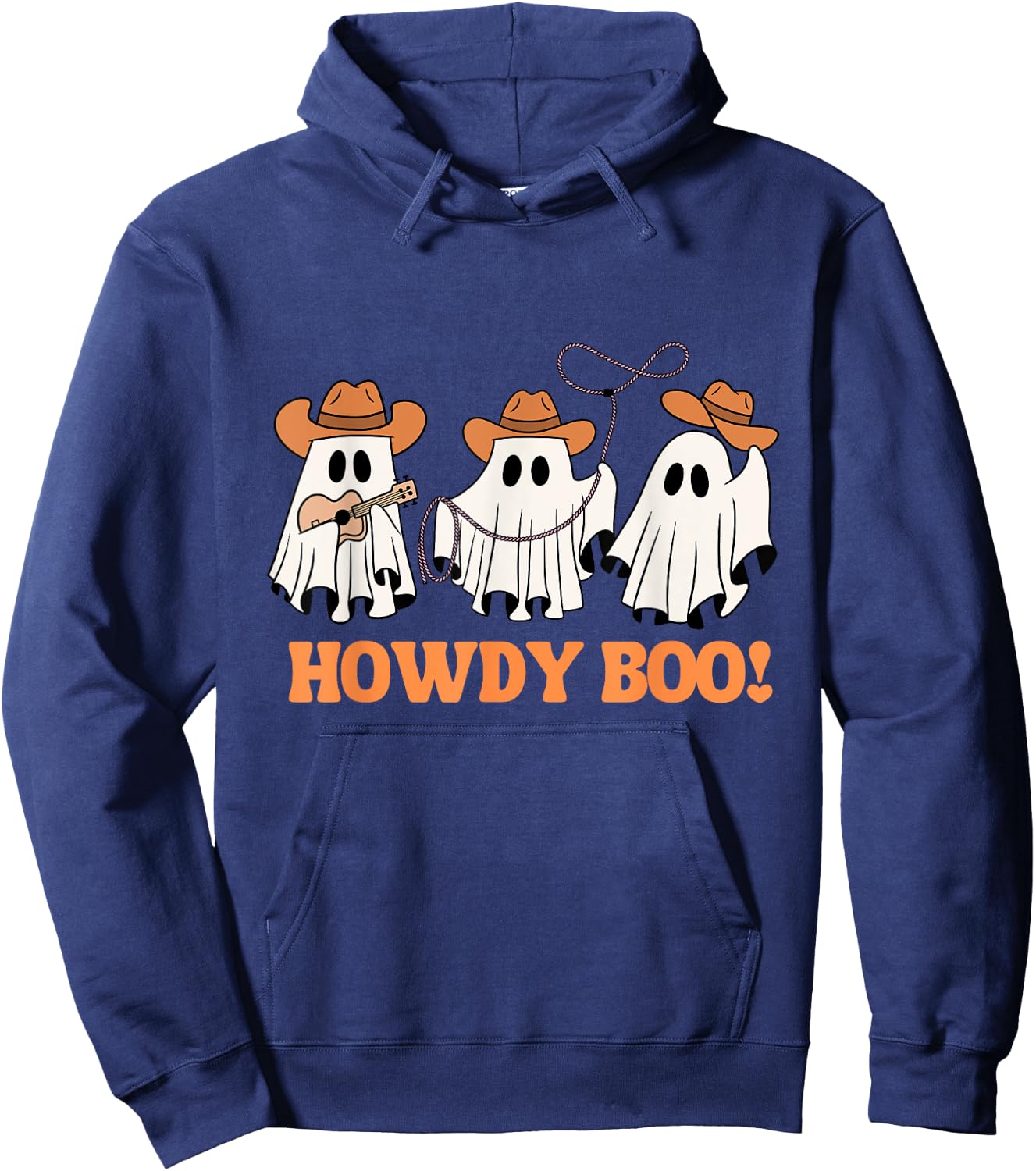 Western Halloween Cowboy Ghost Howdy Boo Funny Retro Hoodie - Hoodie | Navy