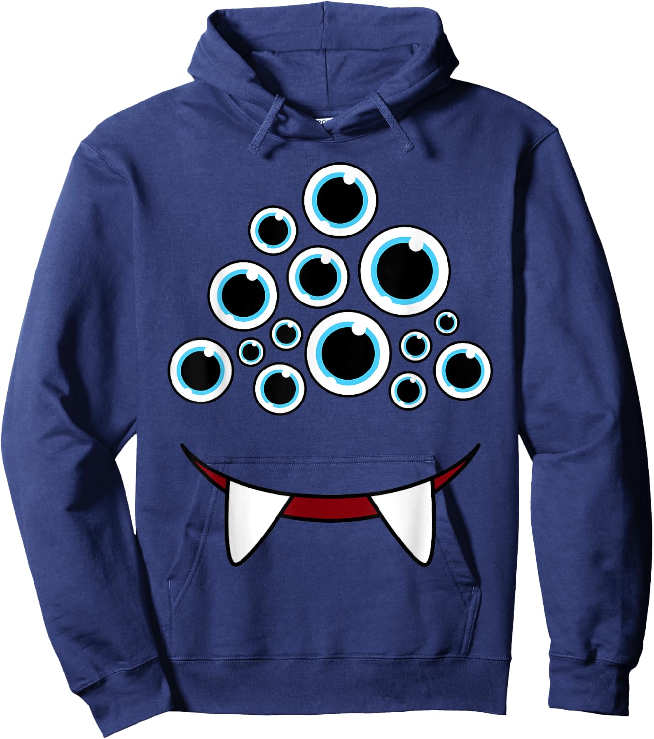 Funny Scary Monster Face Eyeballs Easy Halloween Costume Hoodie - Hoodie | Navy
