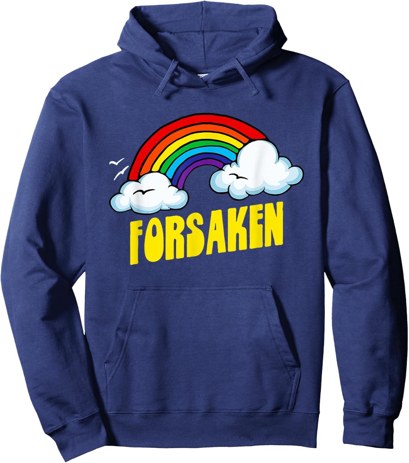 Forsaken Cute Funny Sarcastic Retro Vintage 80's Rainbow Hoodie - Hoodie | Navy