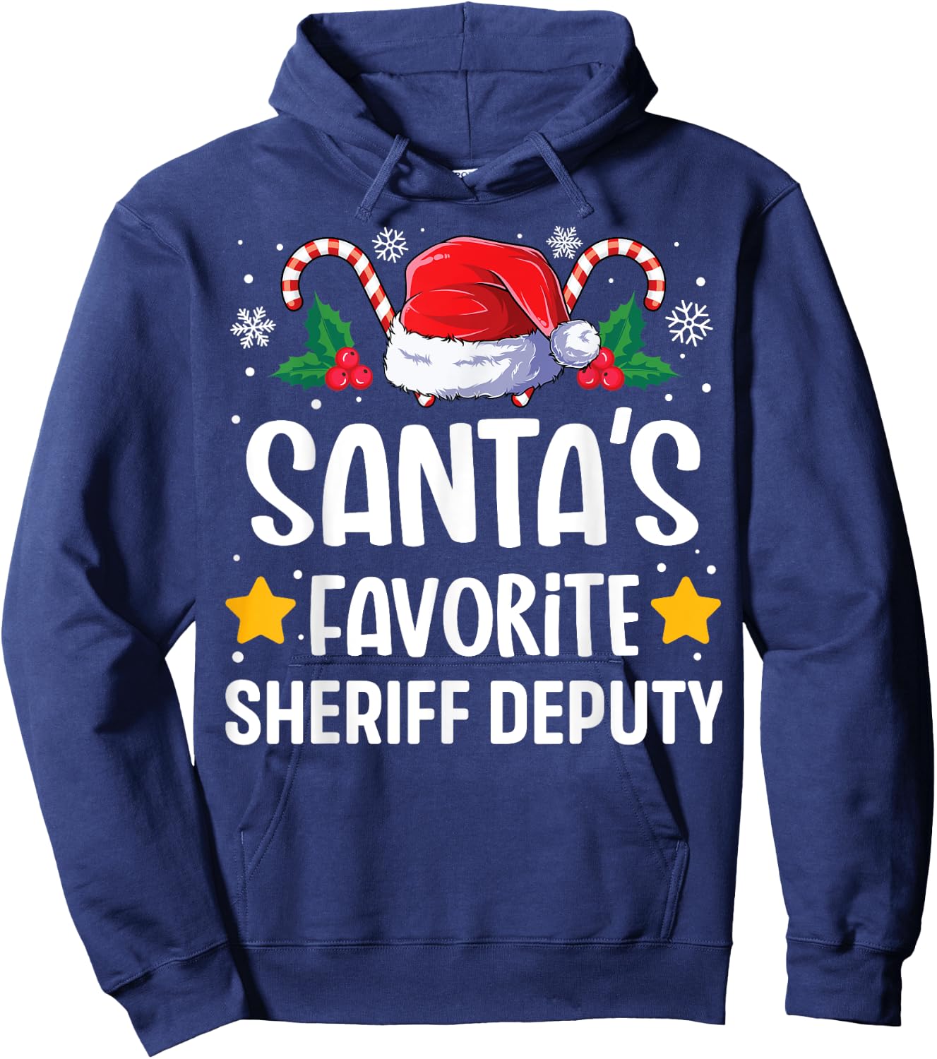 Santas Favorite Sheriff Deputy Christmas Matching Group Pj Hoodie - Hoodie | Navy