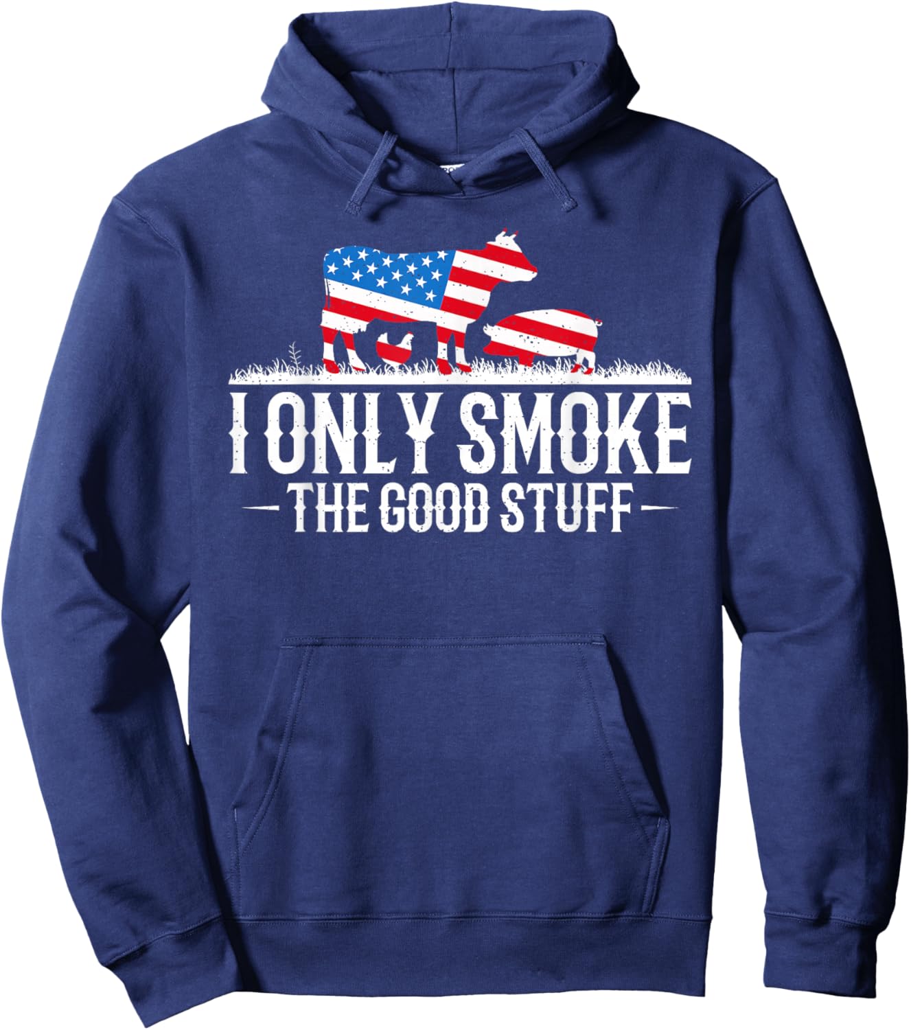 I Only Smoke The Good Stuff BBQ Barbeque Grilling Pitmaster Hoodie - Hoodie | Navy