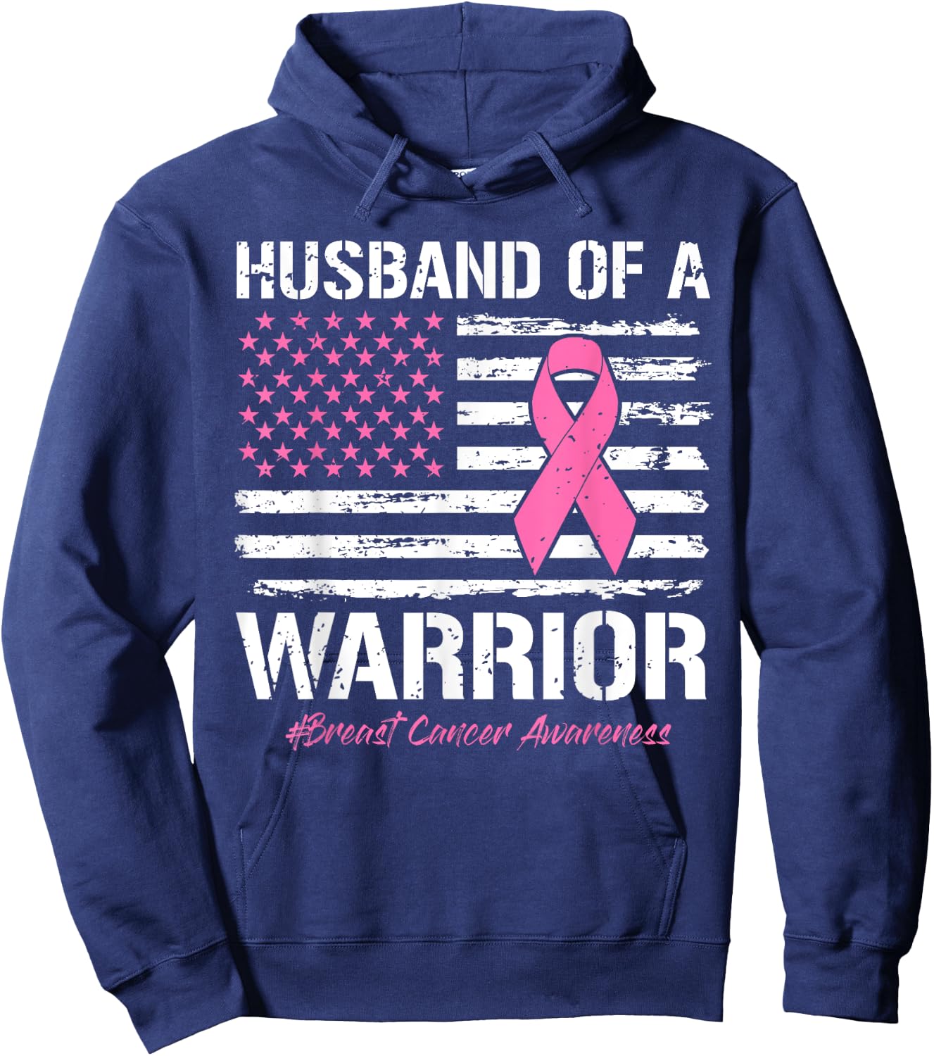 Husband Of A Warrior Breast Cancer Awareness Support Husband Hoodie - Hoodie | Navy