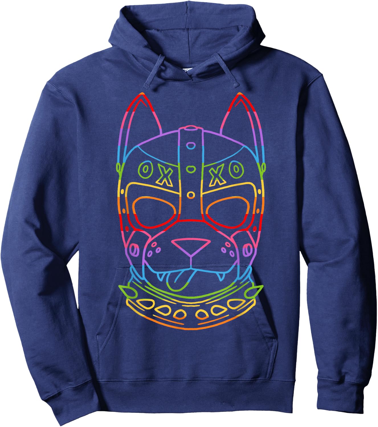 Gay PupPlay Pup Mask Rainbow Pride Hoodie - Hoodie | Navy