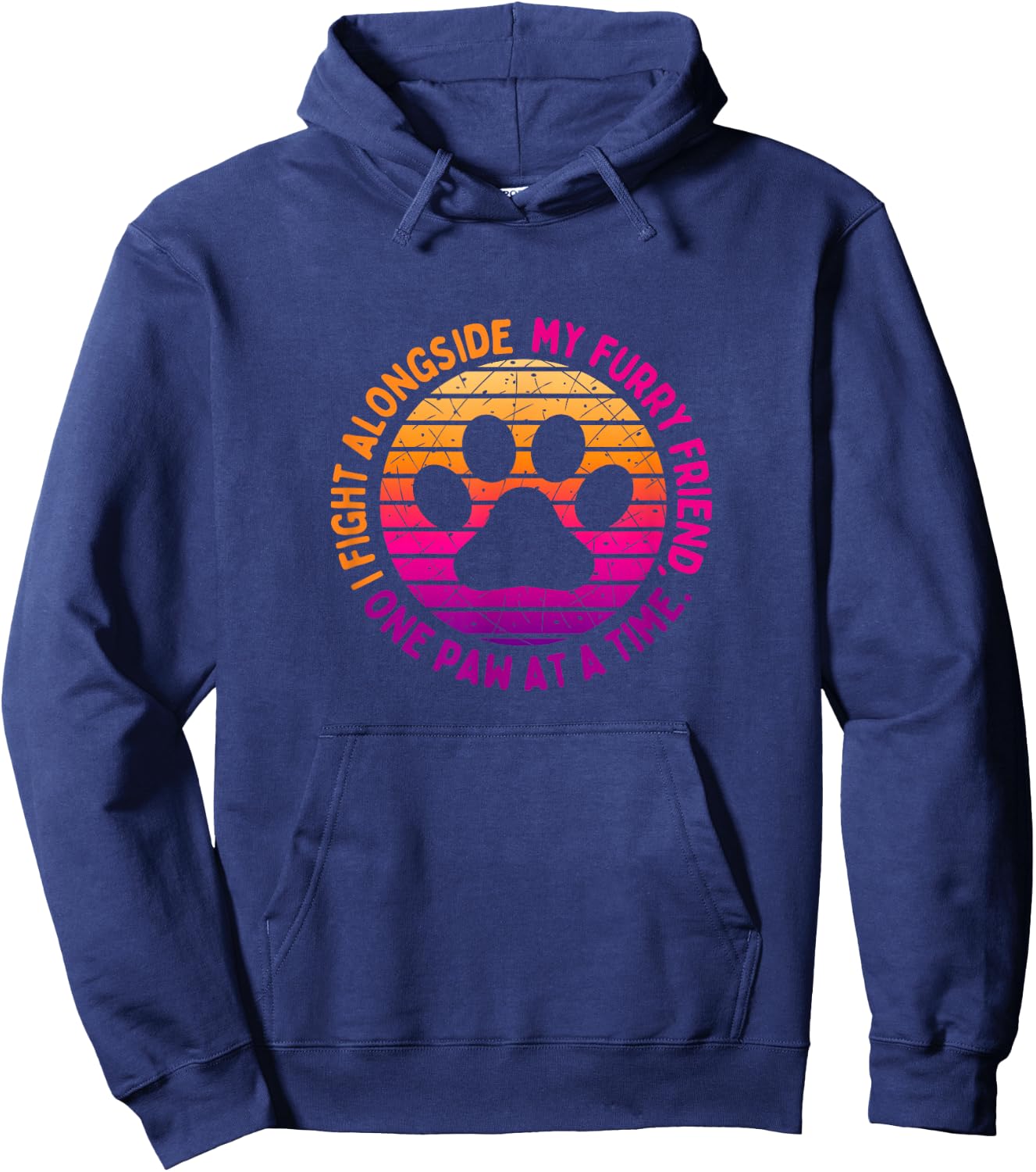 Dog Cancer Awareness Prevention Fighting the Battle Love Paw Men Women Kids Hoodie - Hoodie | Navy