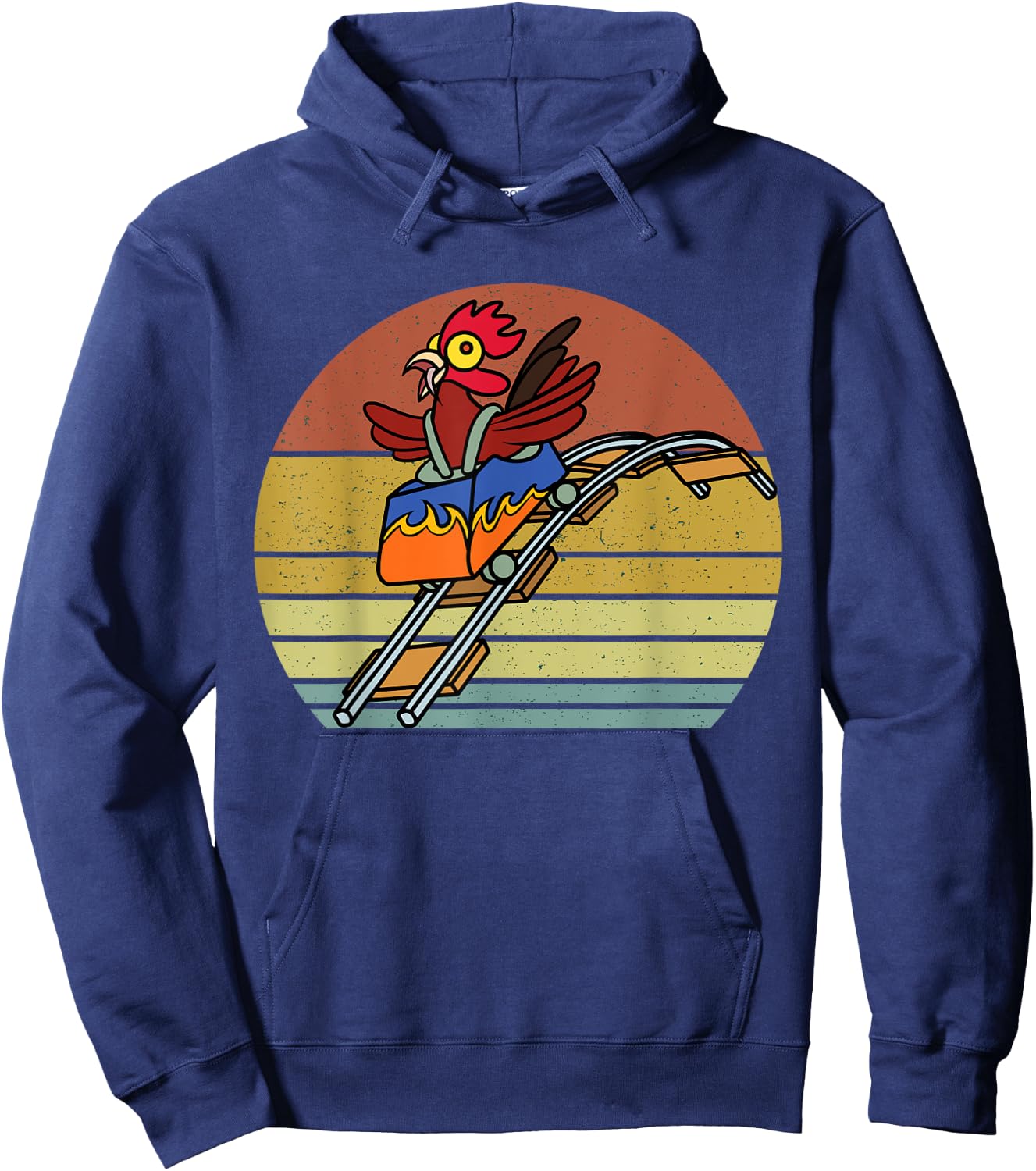 Roller Coaster Chicken Theme Amusement Park Enthusiast funny Hoodie - Hoodie | Navy