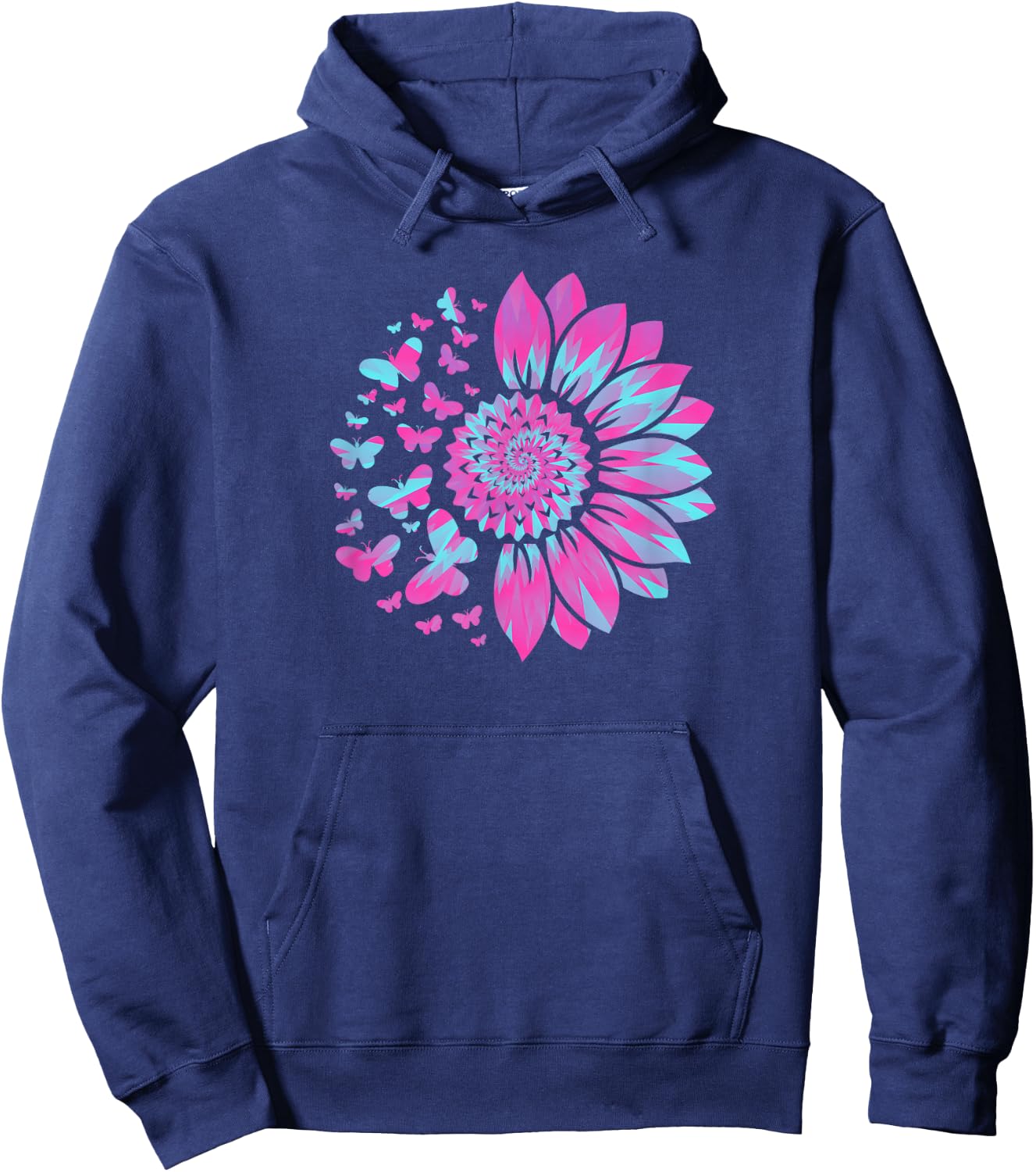 Sunflower Sun Flower Tie Dye Daisy Butterflies Women Girls Hoodie - Hoodie | Navy