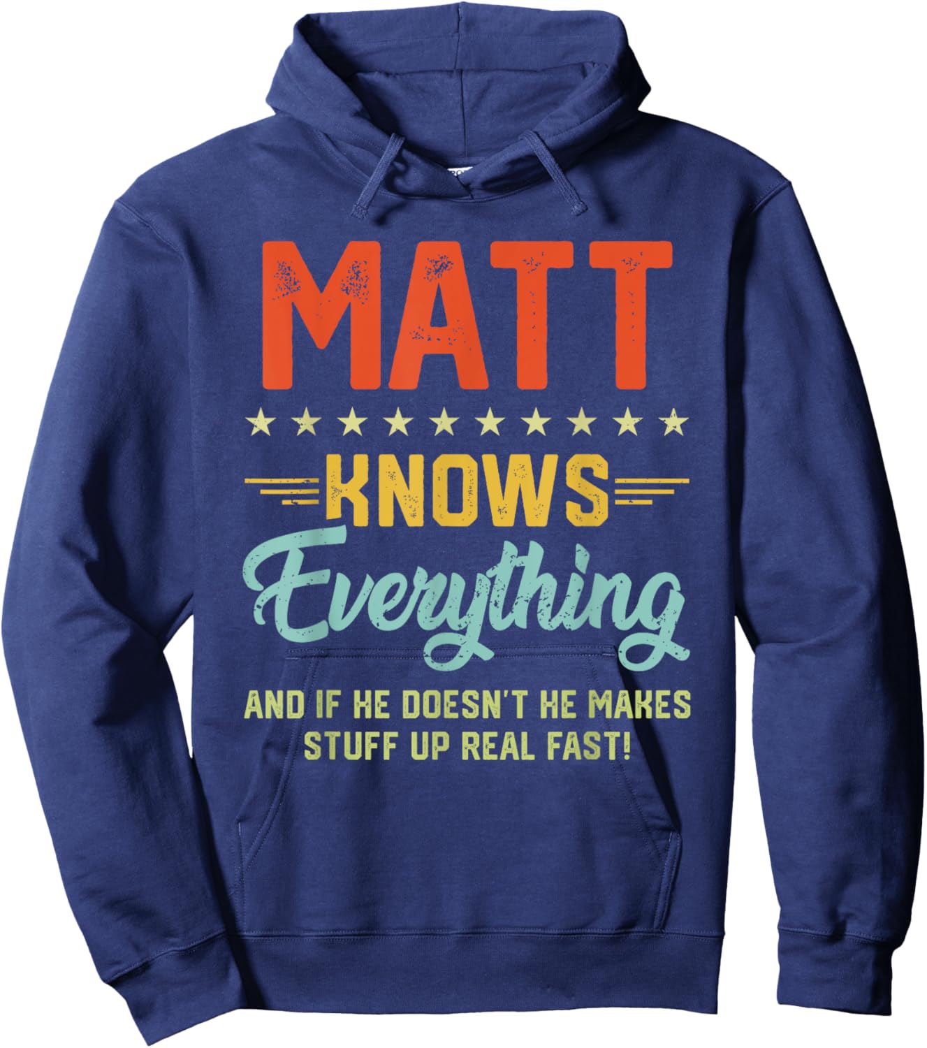 Matt Knows Everything Funny Name Personalized Jokes Hoodie - Hoodie | Navy