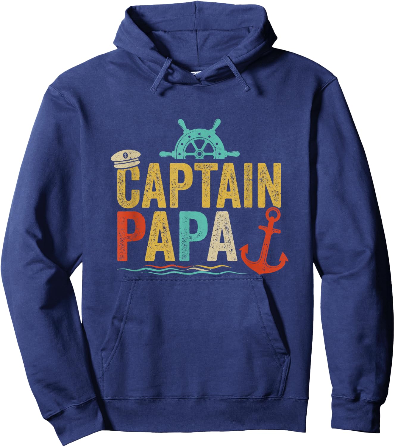 Captain Papa Pontoon Lake Sailor Fishing Boating Hoodie - Hoodie | Navy