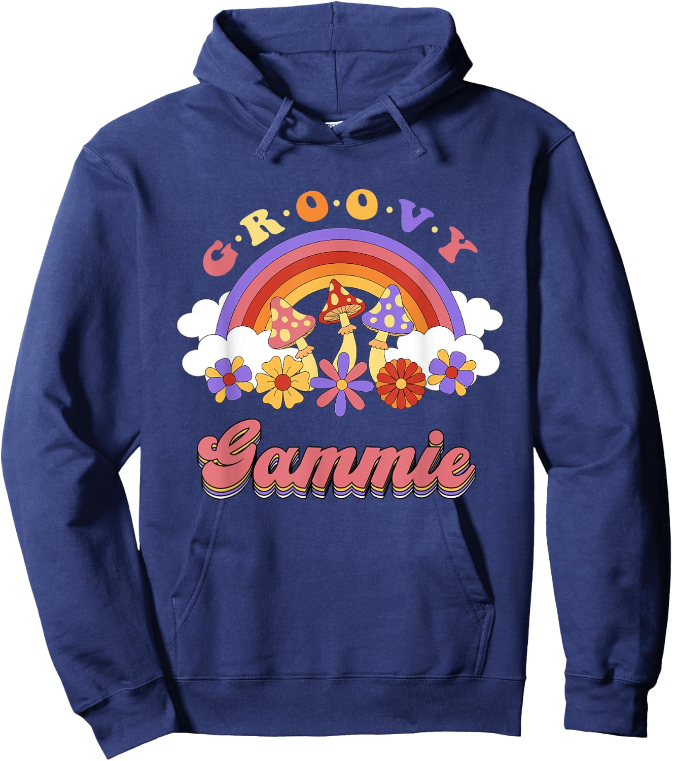 Groovy Gammie Retro Rainbow Colorful Flowers Mothers Day Hoodie - Hoodie | Navy