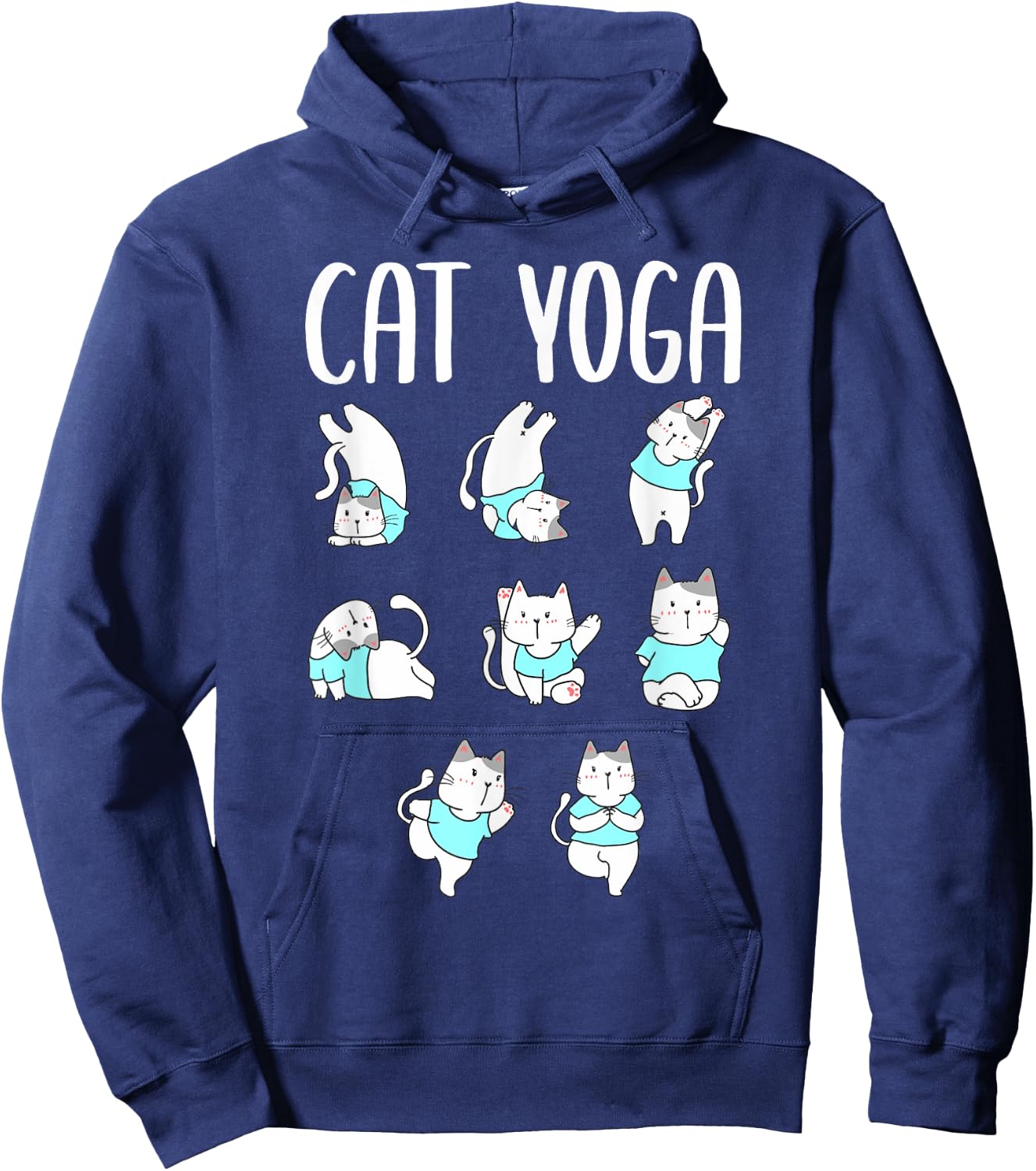 Cat Yoga Mat Yoga Pants Yoga Poses Chart Hatha Yoga Cat Hoodie - Hoodie | Navy