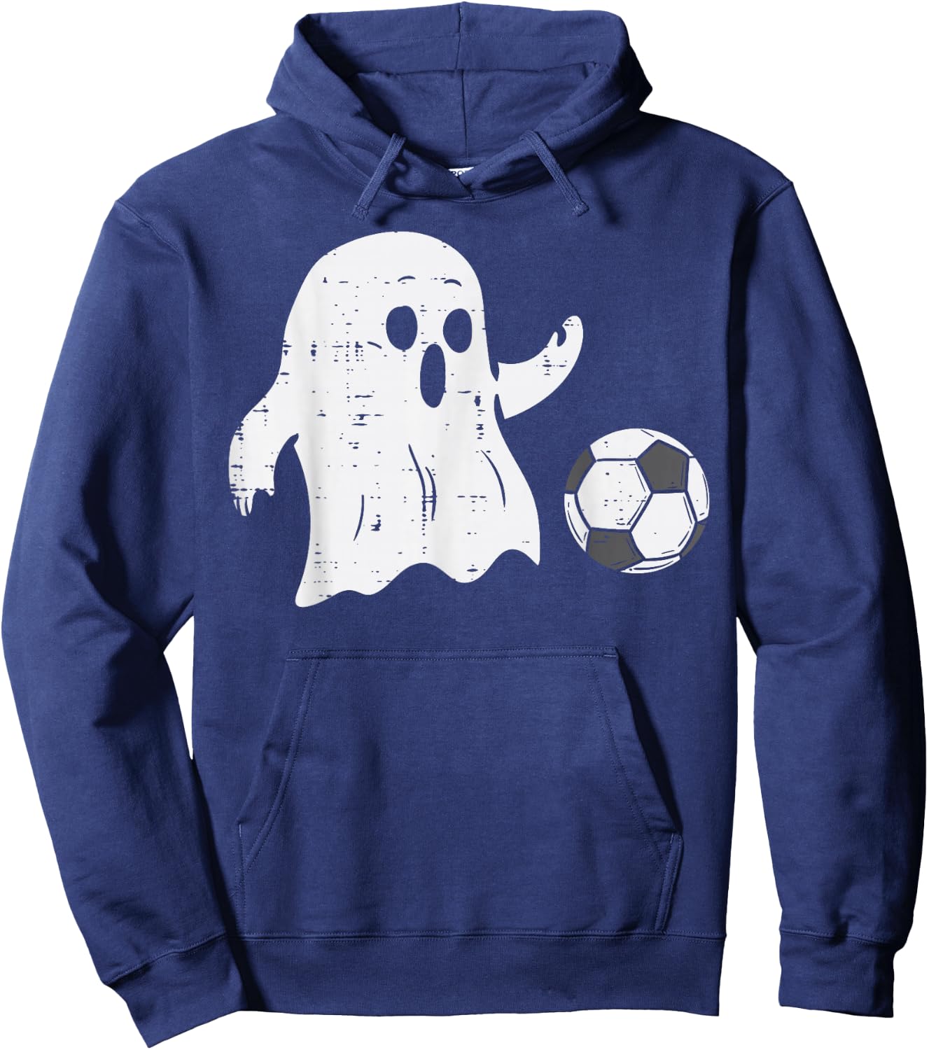 Ghost Playing Soccer Funny Football Halloween Costume Sports Hoodie - Hoodie | Navy