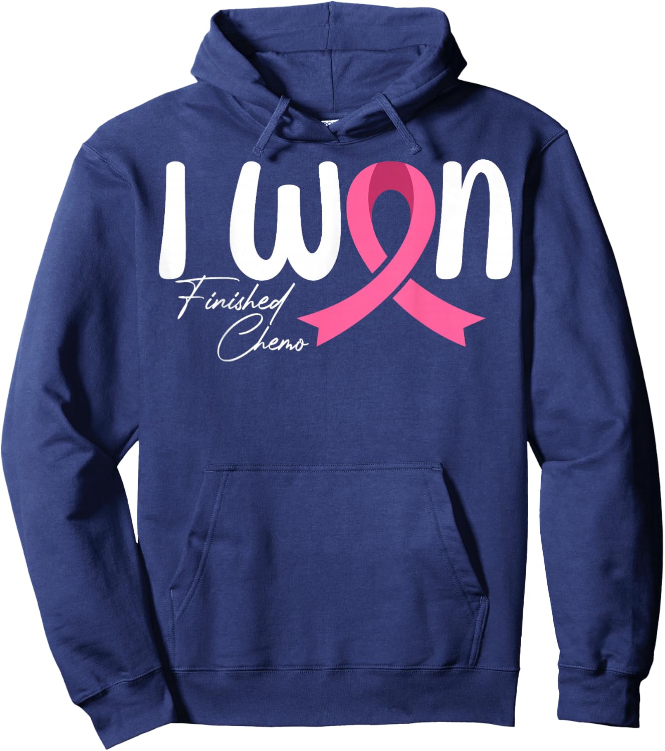 I Won Finished Chemo - Breast Cancer Awareness Chemotherapy Hoodie - Hoodie | Navy