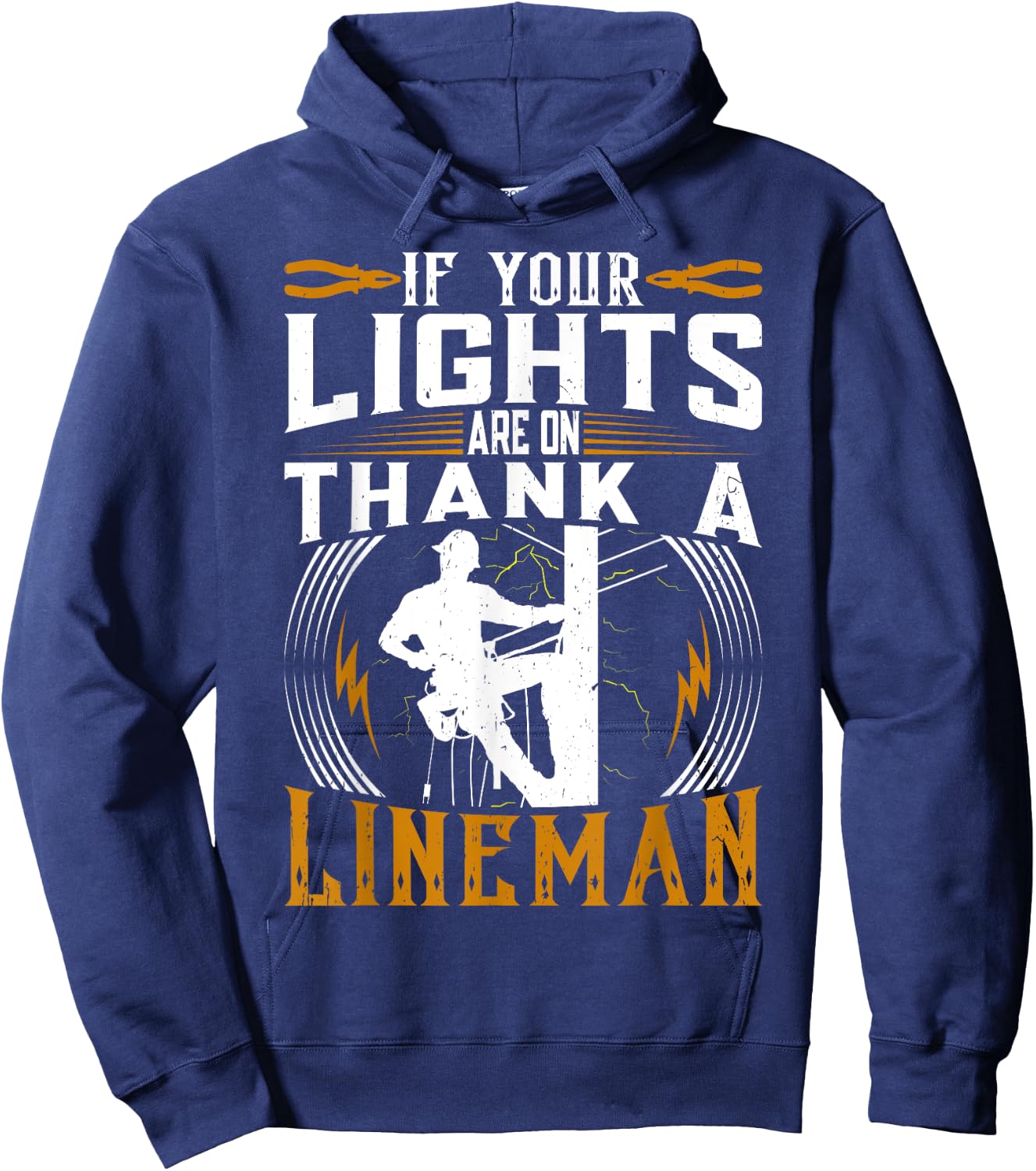 Thank a proud american electrician and lineman Hoodie - Hoodie | Navy