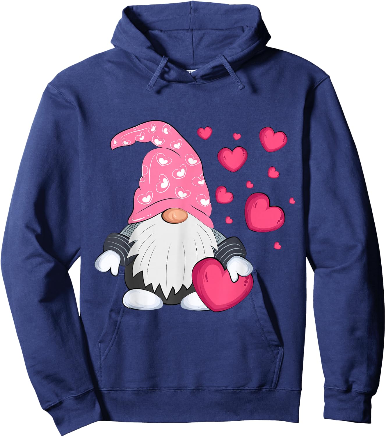 Cute Valentine Gnome Holding Heart Balloon Peace Love Hoodie - Hoodie | Navy
