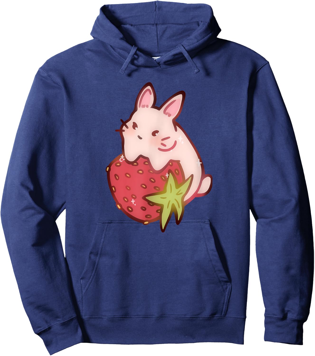 Cute Kawaii 90s Y2K Rabbit Strawberry Bunny Hoodie - Hoodie | Navy