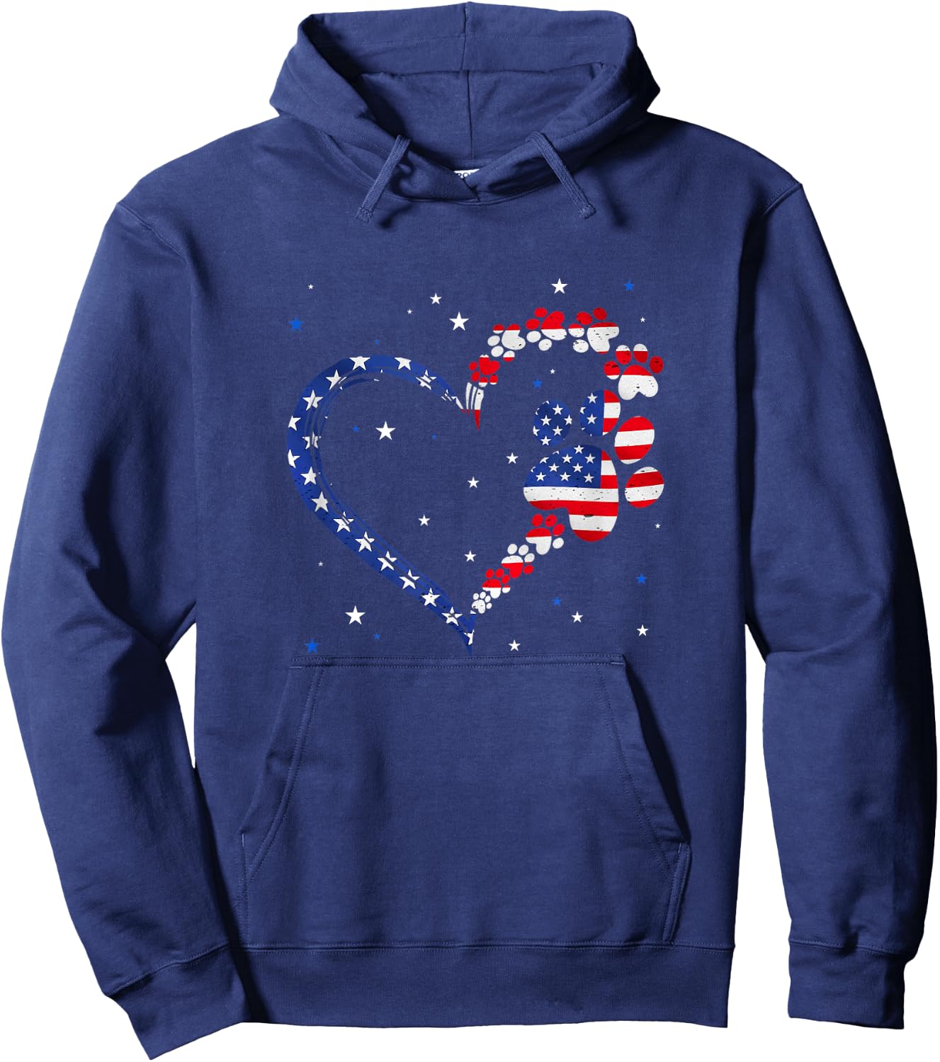 American Flag Patriotic Dog Cat 4Th Of July Hoodie - Hoodie | Navy