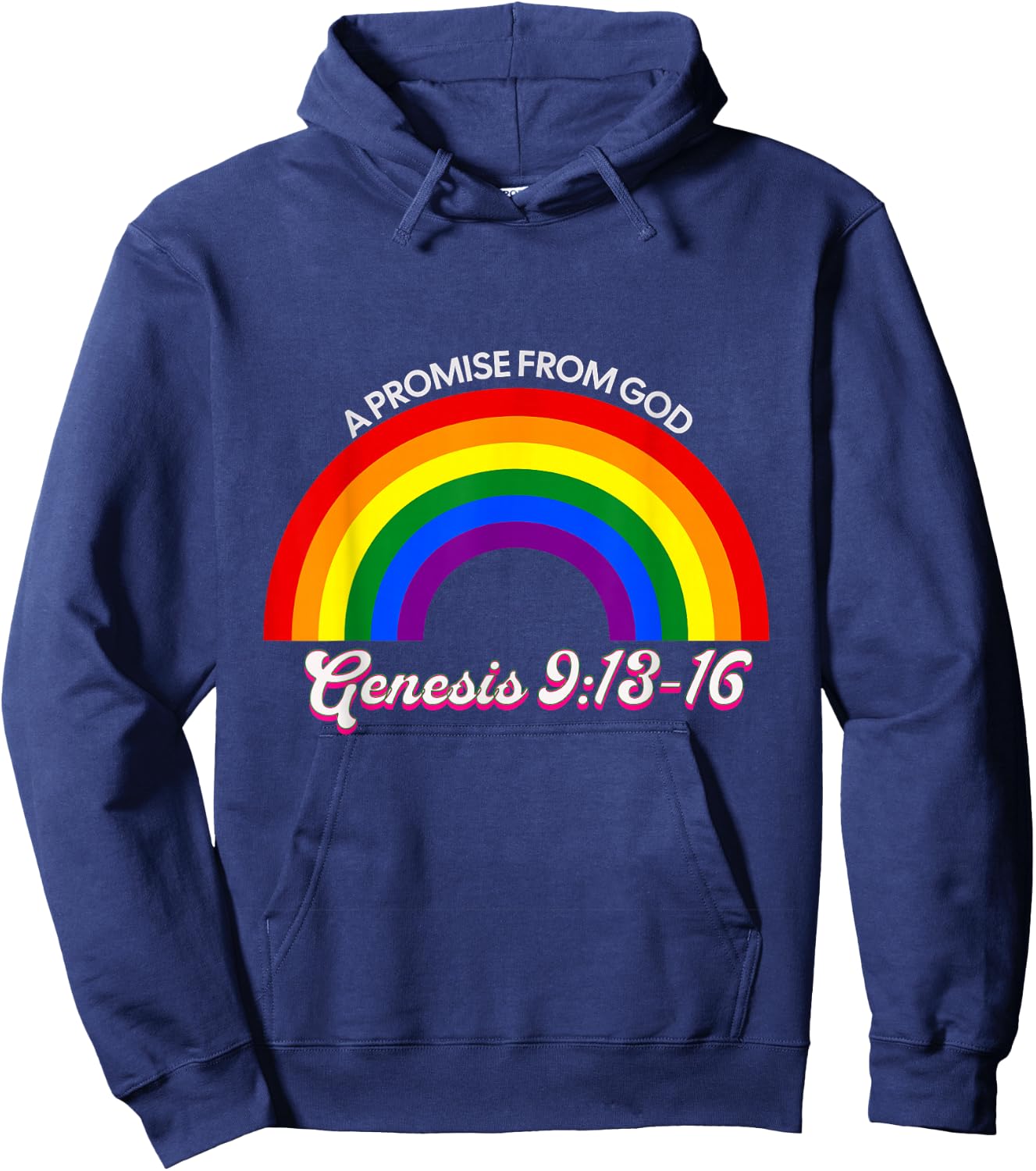 Rainbow Pride God's Promise Genesis 9:13 Christian Faith Hoodie - Hoodie | Navy