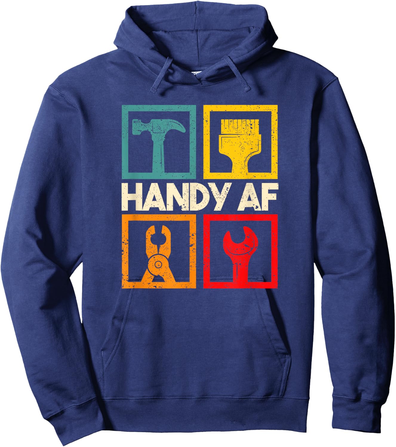 Handy AF Vintage Handyman Woodworking Mechanical Power Tools Hoodie - Hoodie | Navy