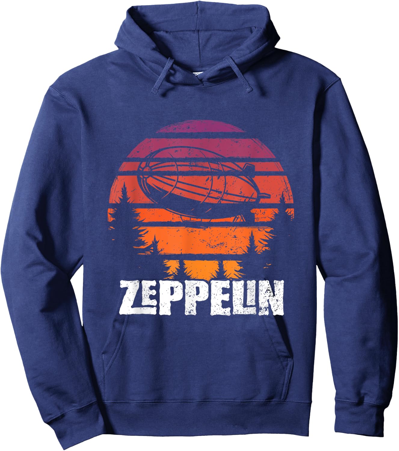 Retro Zeppelin 70s 80s Dirigible Airship Zepelin Zepplin Hoodie - Hoodie | Navy