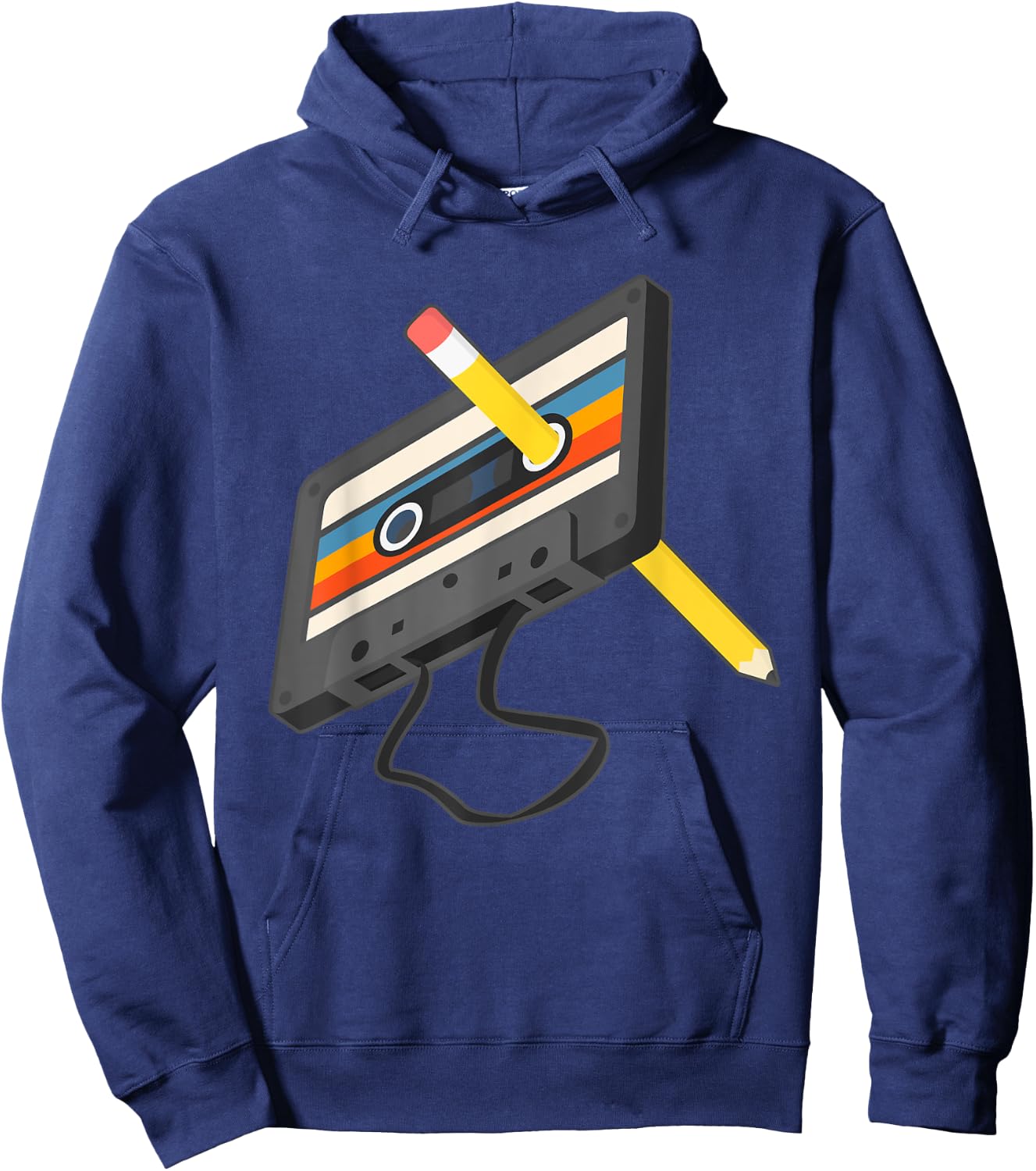 Retro Cassette Tape Pencil 70's 80's 90's Music Mixtape Hoodie - Hoodie | Navy
