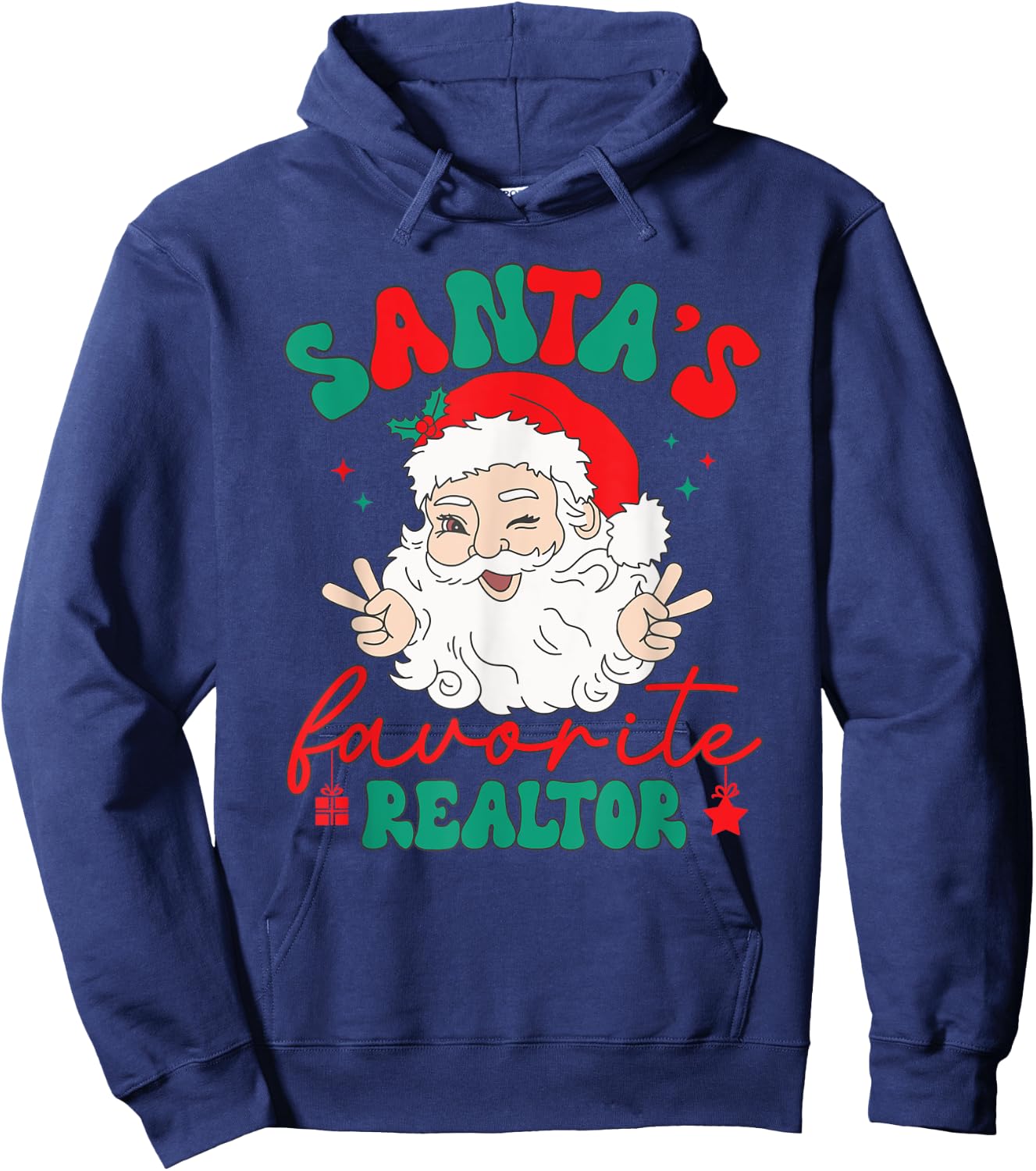 Santa's Favorite Realtor Funny Real Estate Agent Christmas Women Kids Men Hoodie - Hoodie | Navy