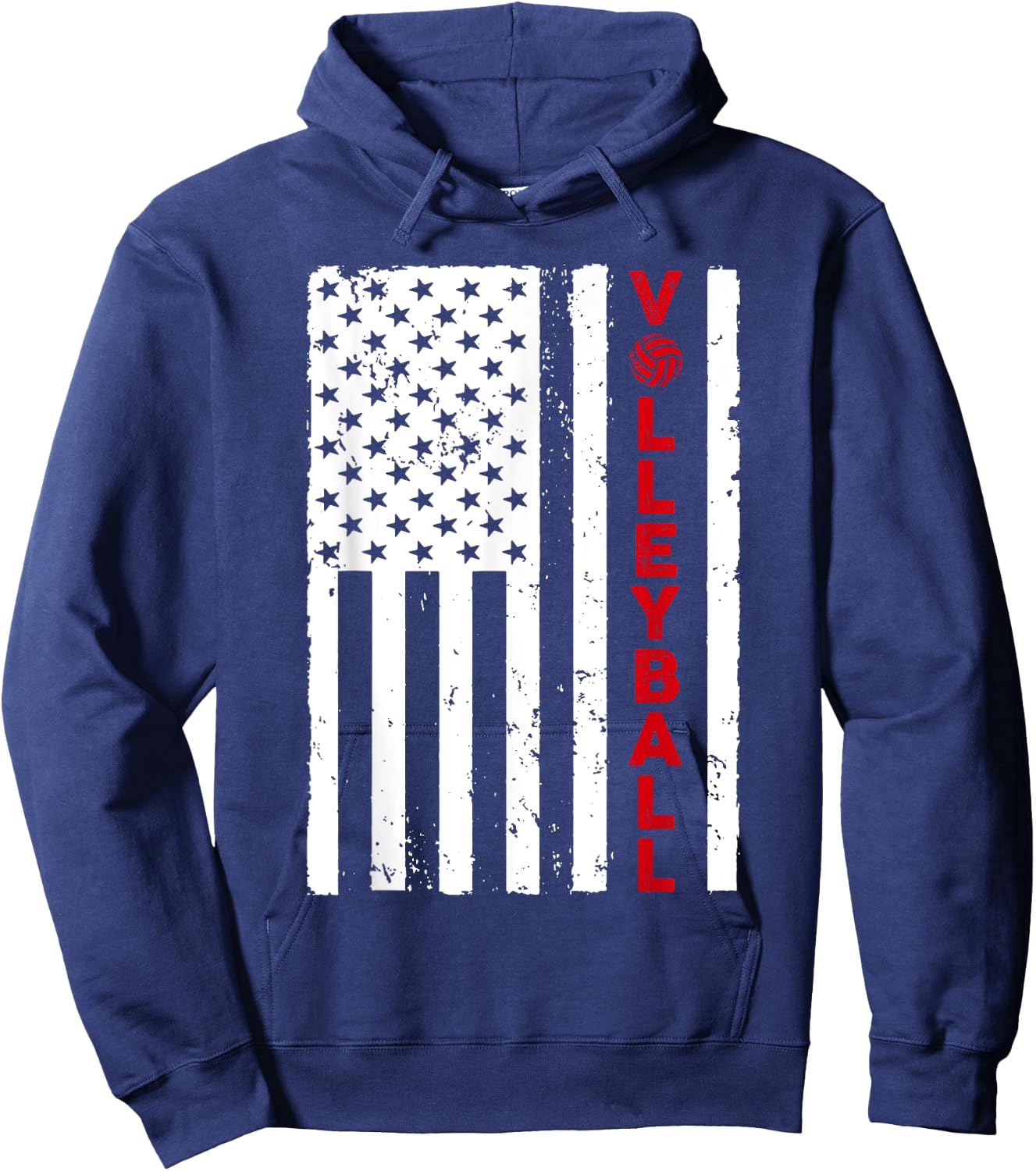 Funny Volleyball Design Women USA Patriotic Athlete Hoodie - Hoodie | Navy