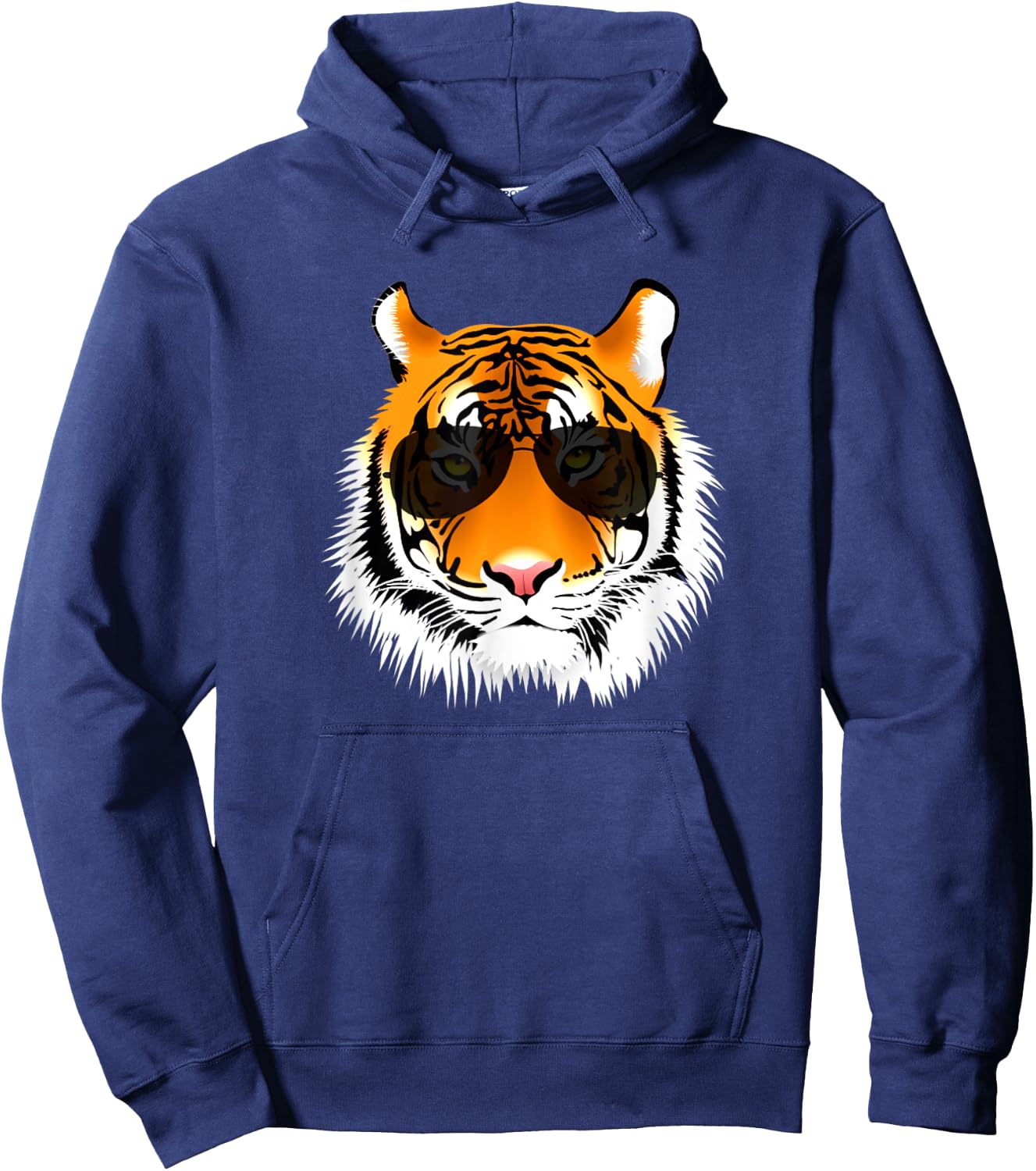 Tiger Design Co Cool Cat Tiger Sunglasses - Adults, Black, Short Sleeve, Size S Hoodie - Hoodie | Navy