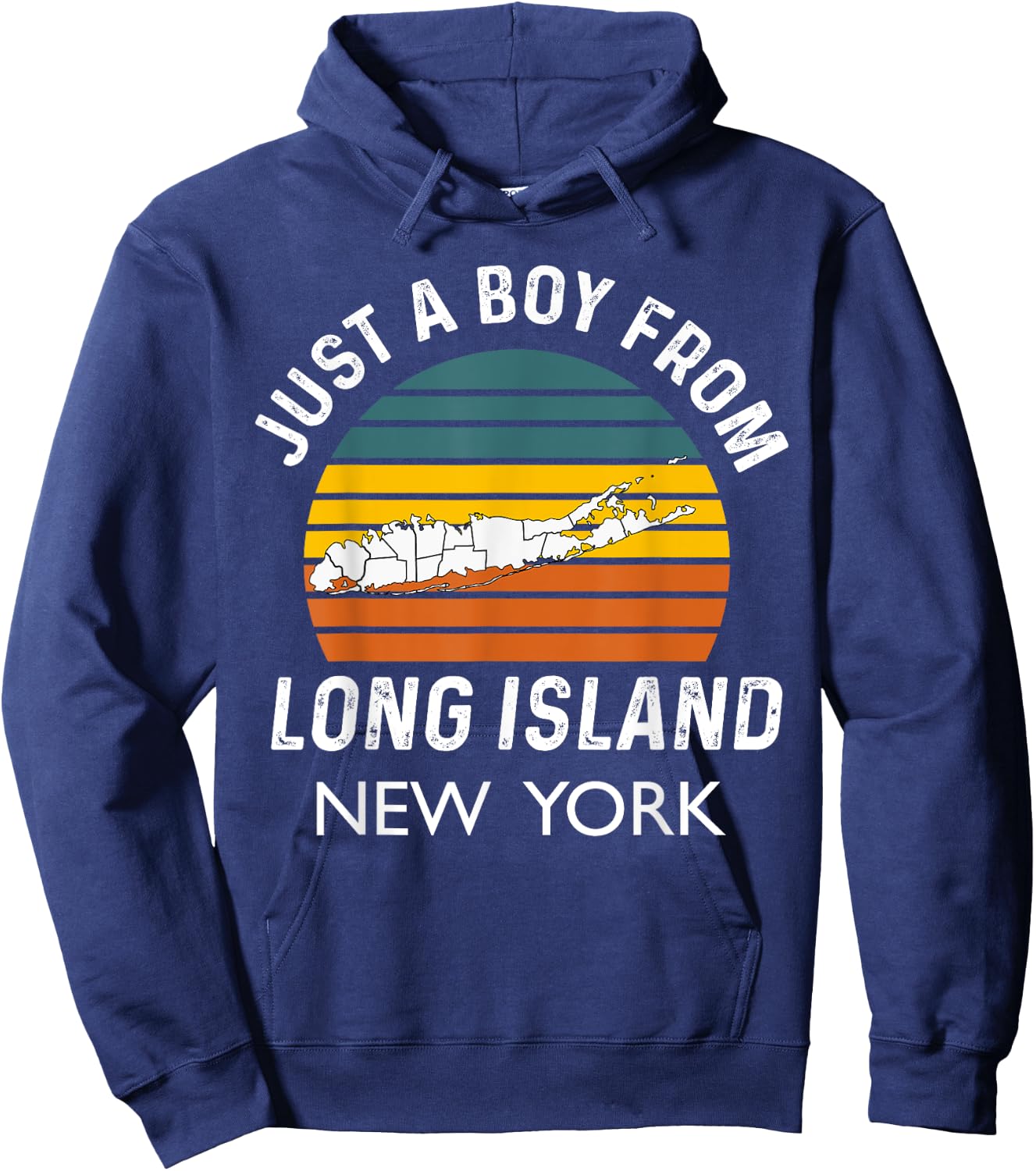 Long Island NY Souvenir Native Long Islander Map NYC Vintage Hoodie - Hoodie | Navy